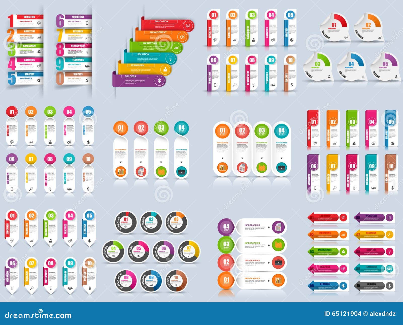 set of infographic options   template. can be used for workflow layout, data visualization