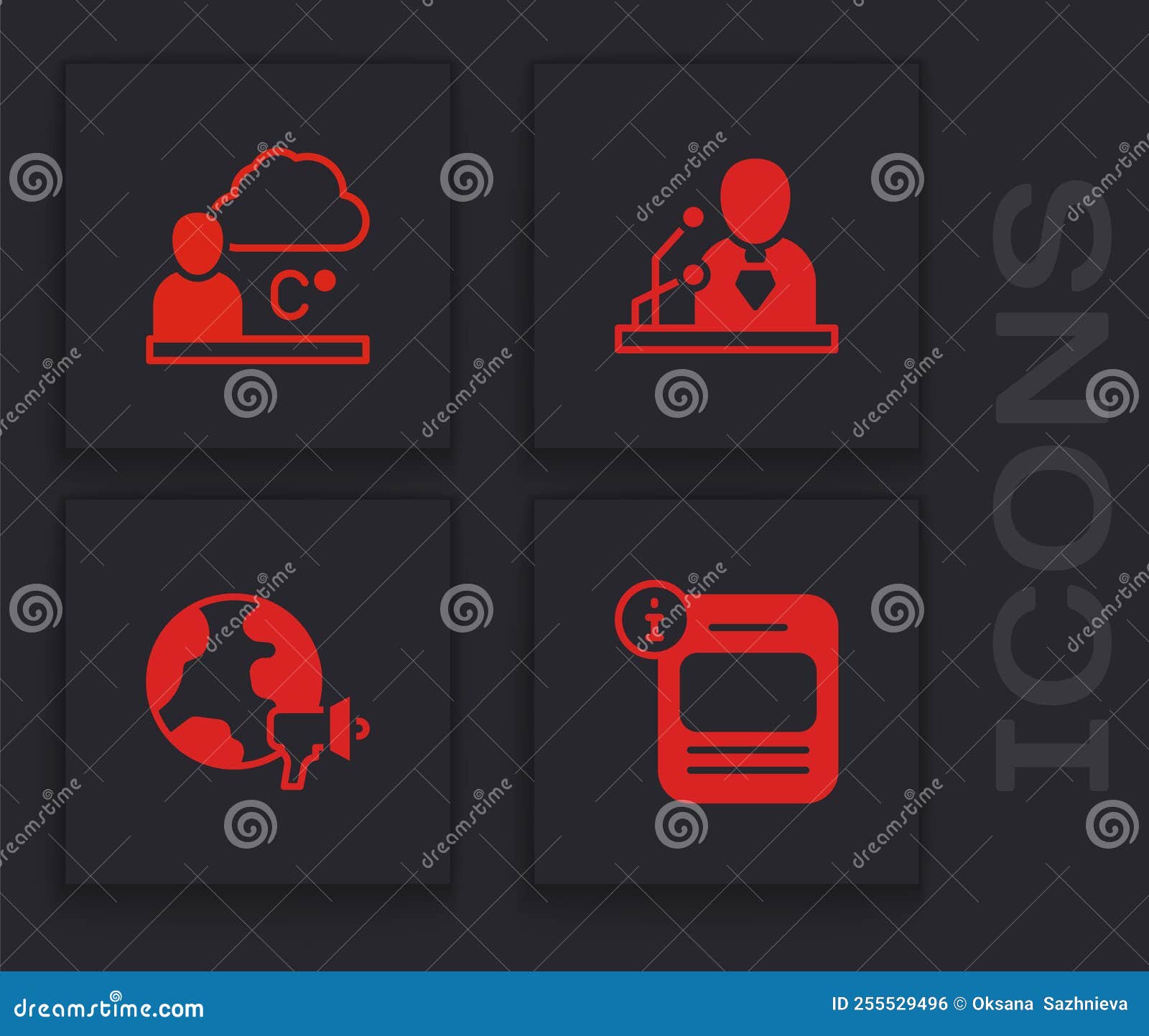 Set Information, Weather Forecast, Breaking News and World Icon. Vector