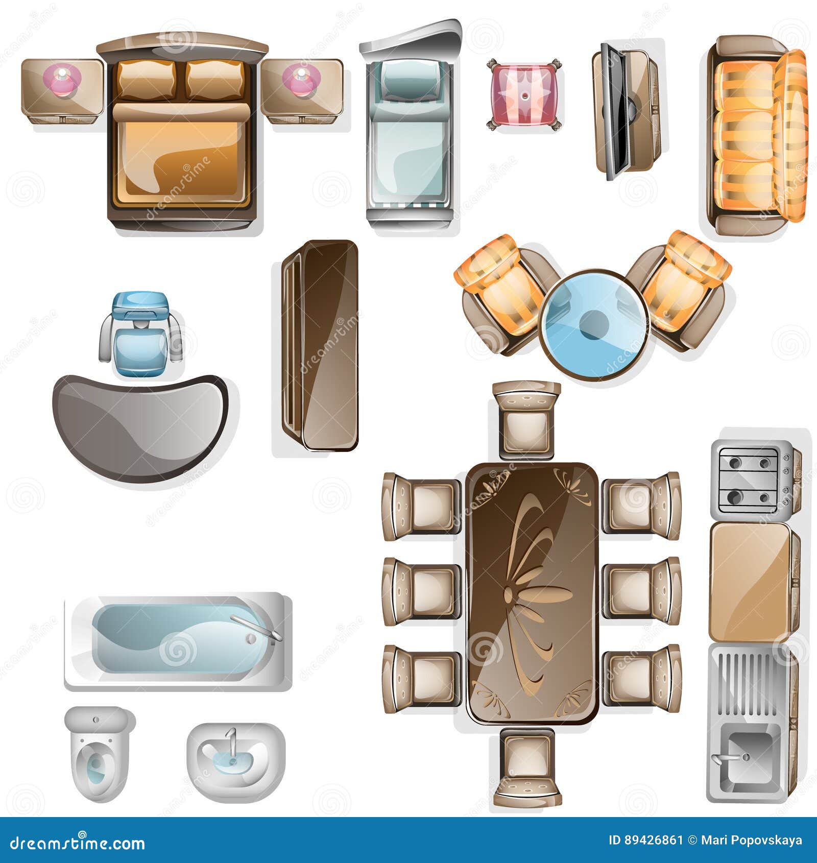  Set  of interior top  view  stock vector Illustration of 