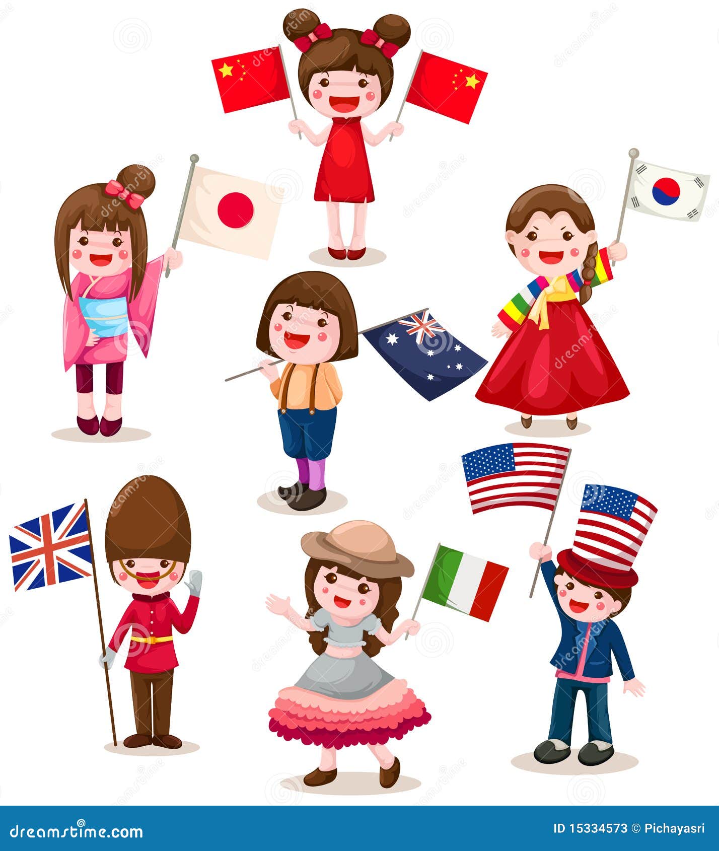 Set Of International Childrens Holding Flag Stock Vector ...