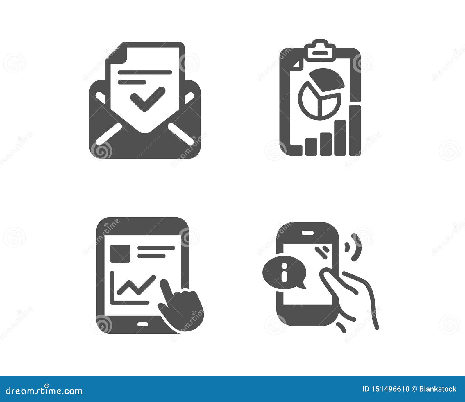 Internet Report, Report and Approved Mail Icons. Call Center Sign