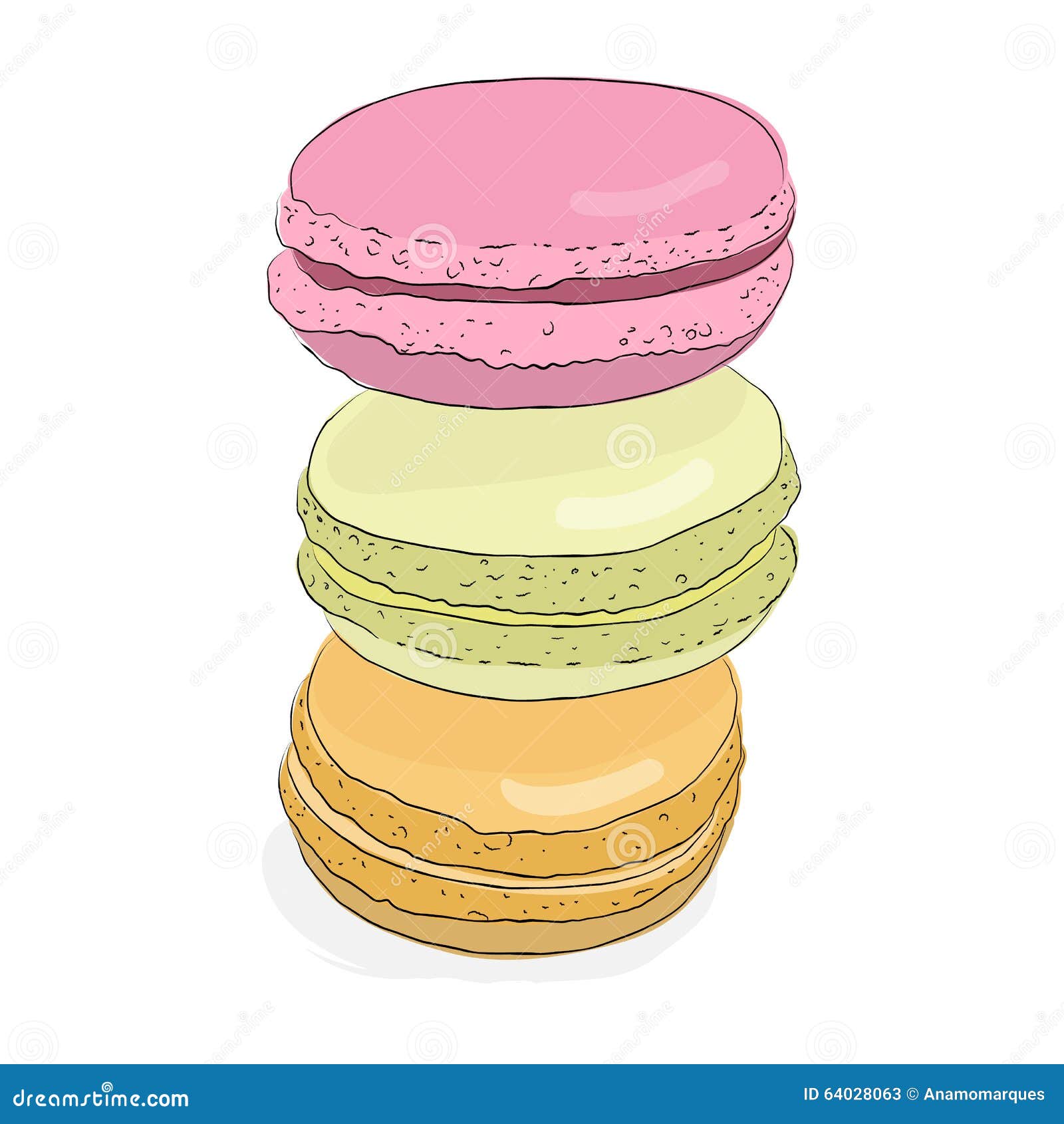 Set of Isolated Colorful Doodle Macaroon. Sketch Macaroon Stock Vector ...