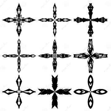 Set of Isolated Crosses Decorated Stock Illustration - Illustration of ...