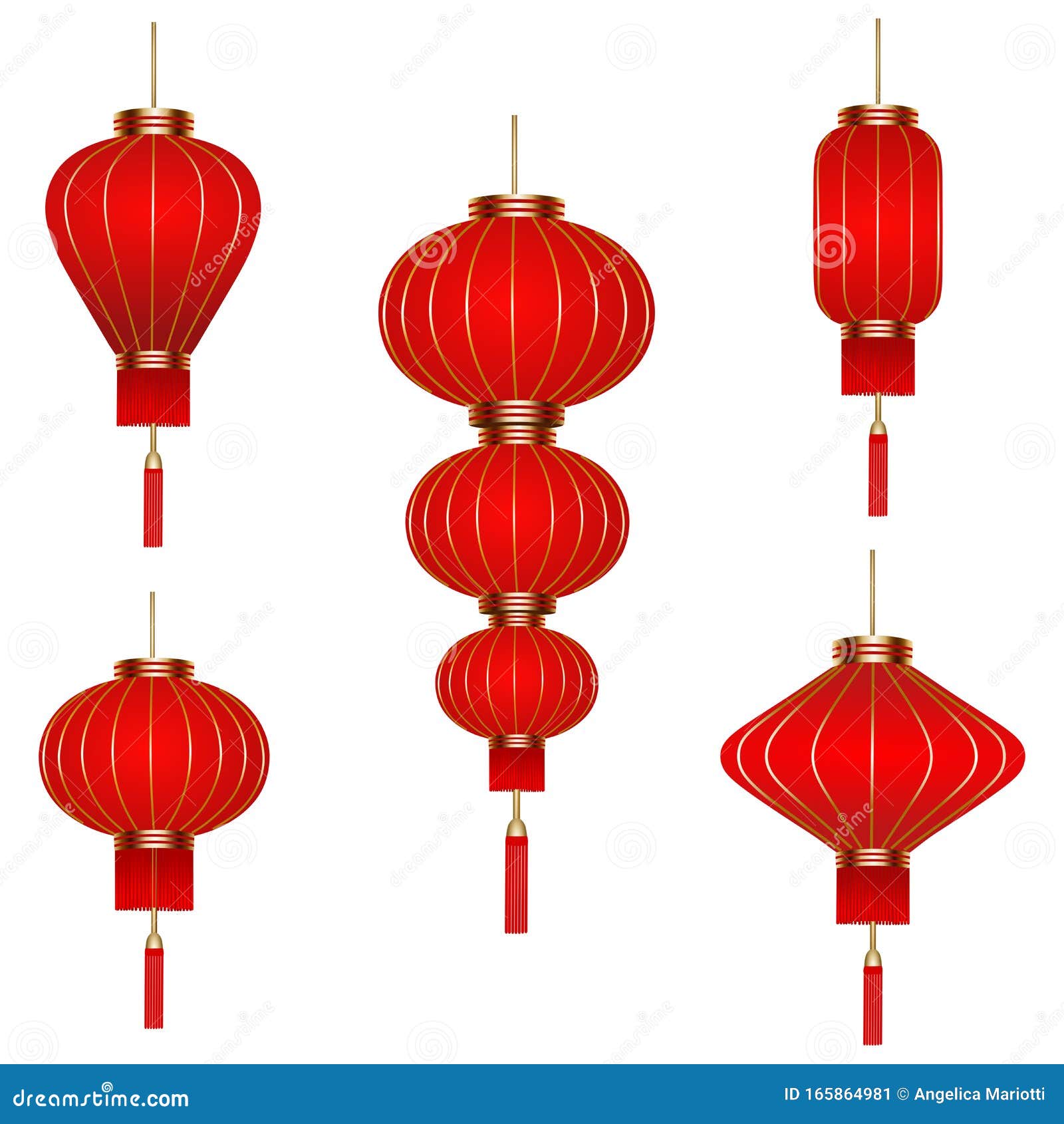 set  red chinese lanterns
