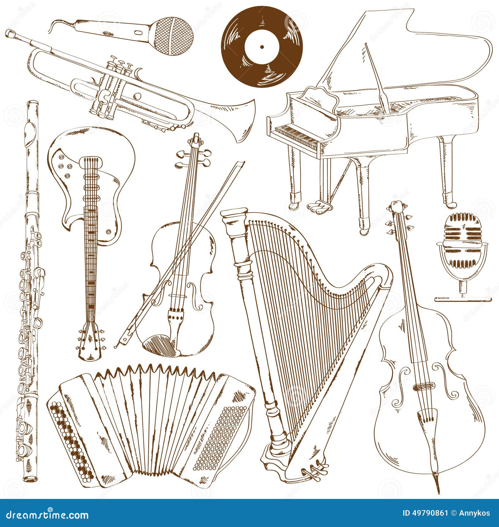 Music Instrument N Charcoal Sketch Style High-Res Vector Graphic - Getty  Images