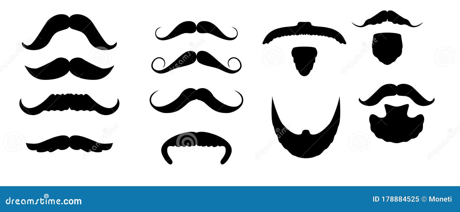 Set of Isolated Vector Facial Hair Style. Beards and Mustaches Types.  Barber Big Collection Stock Vector - Illustration of element, face:  178884525