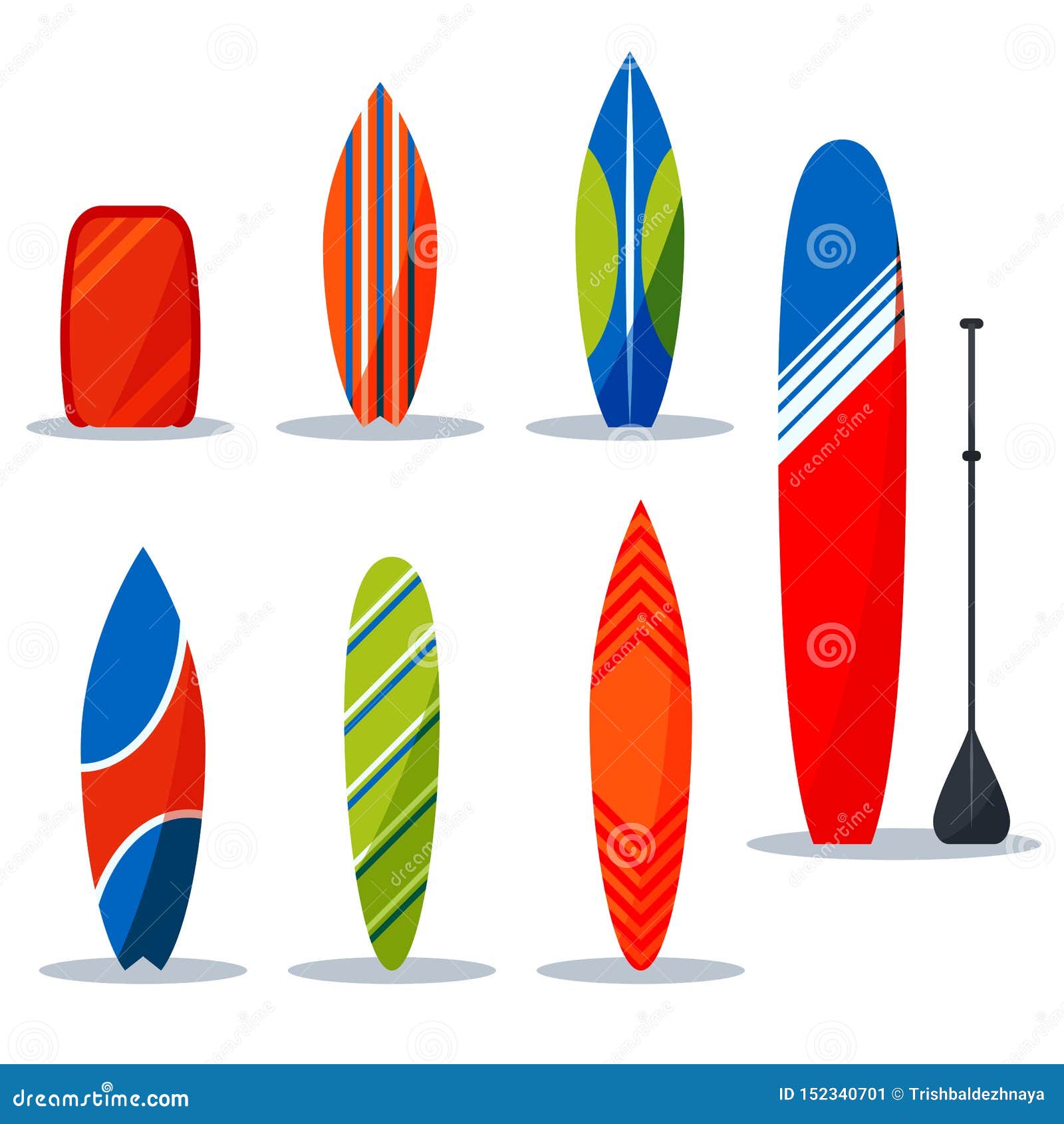 Bodyboard Sup Surfing Icon, Cartoon Style Vector Illustration ...