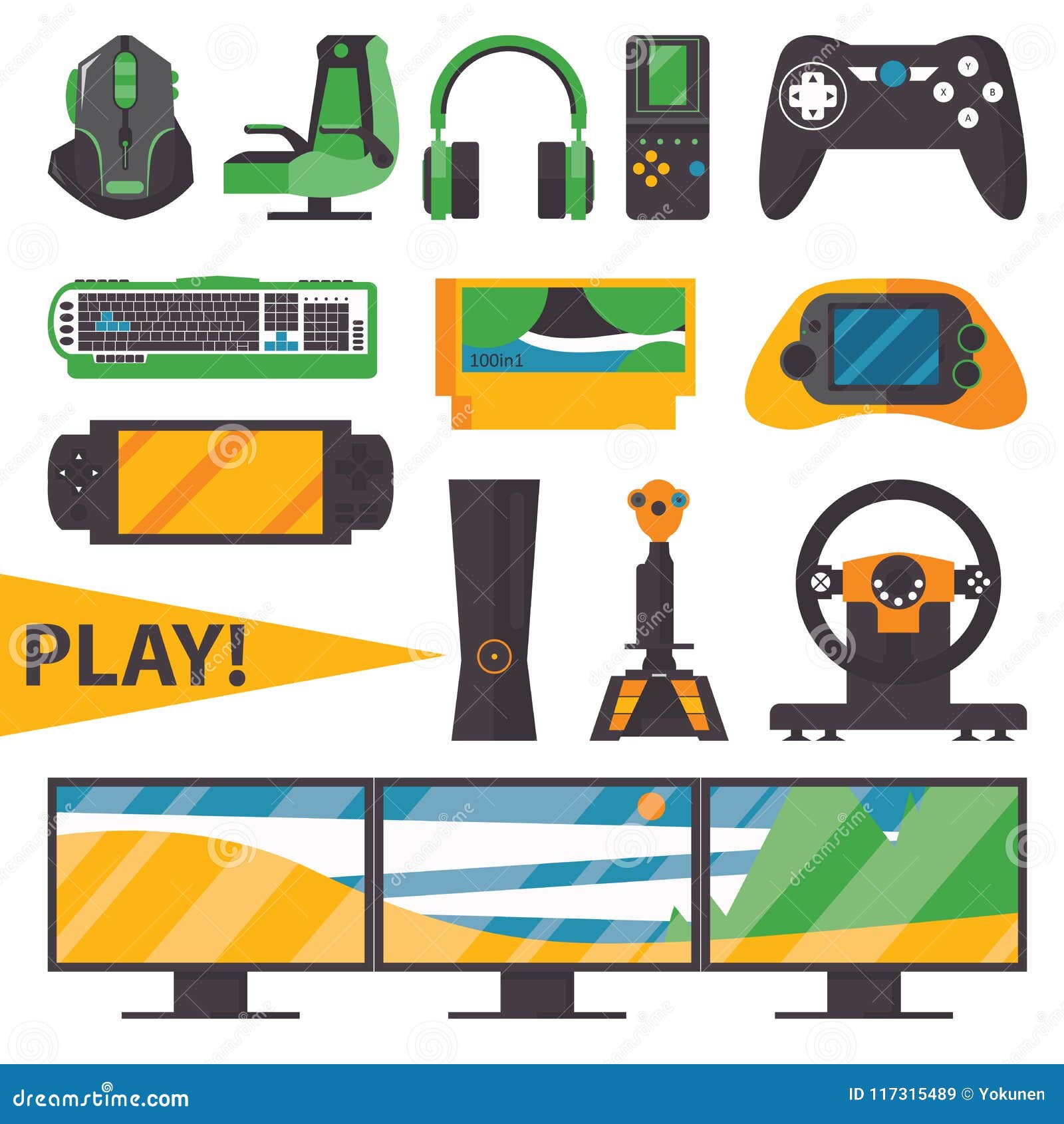 Cartoon gaming accessories professional gamer Vector Image