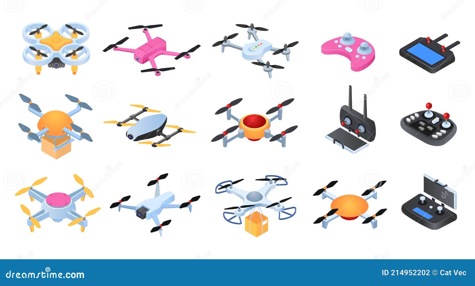 set isometric drone,  . wireless device with propeller, maneuverable quadrocopter. hi-tech toy with