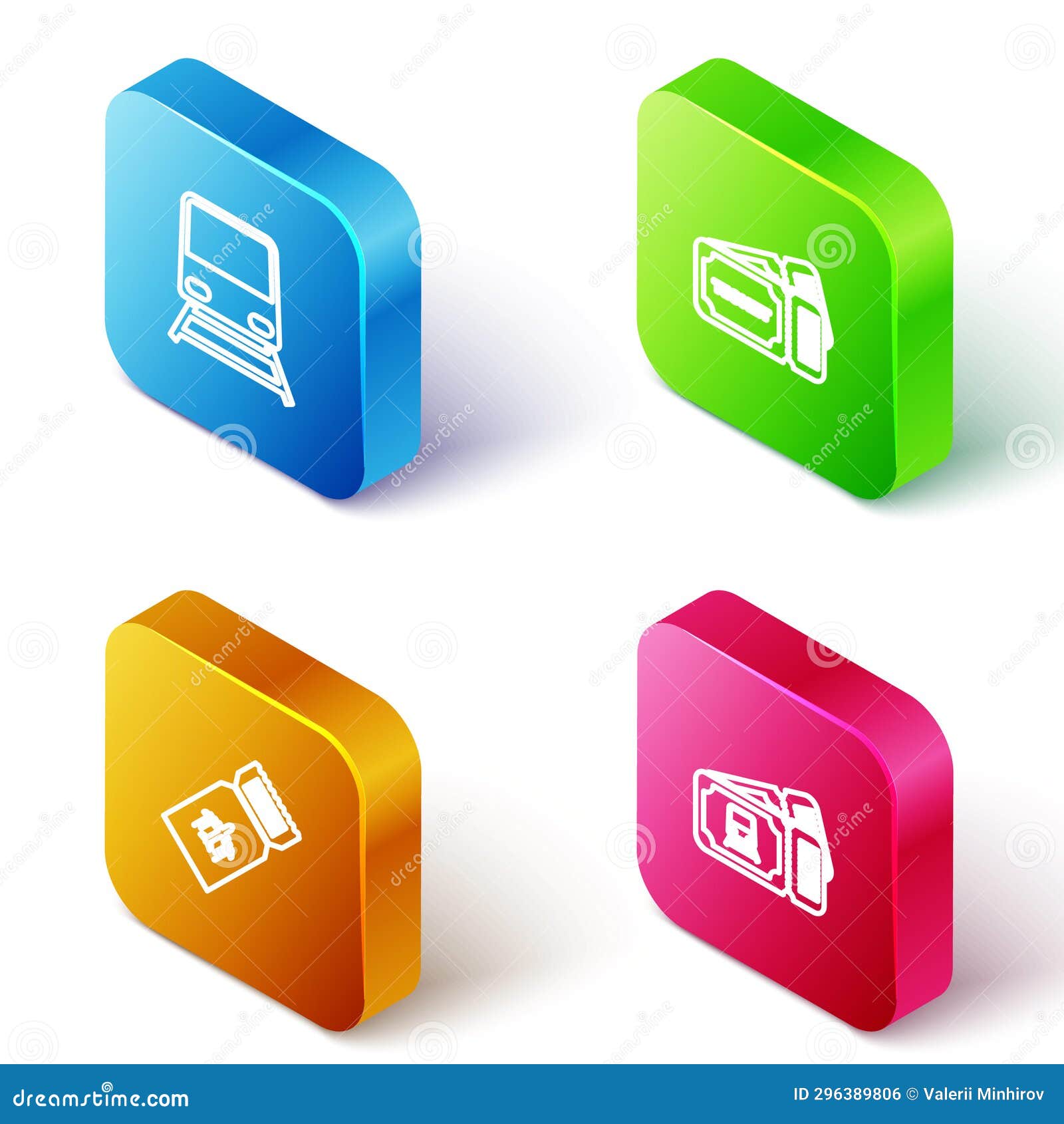 Set Line Train In Railway Tunnel, Cafe And Restaurant Location