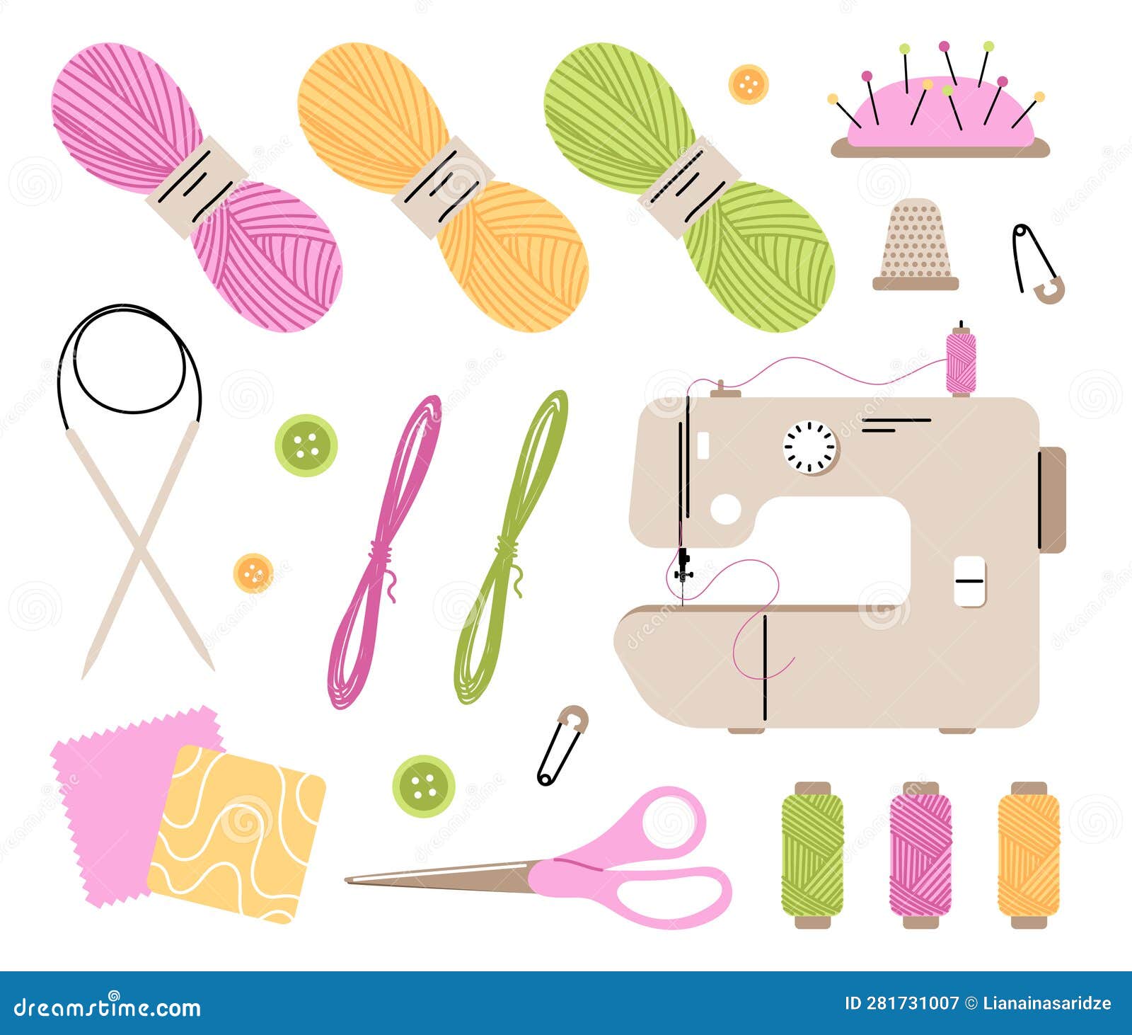 Set of Items for Sewing and Needlework Stock Illustration