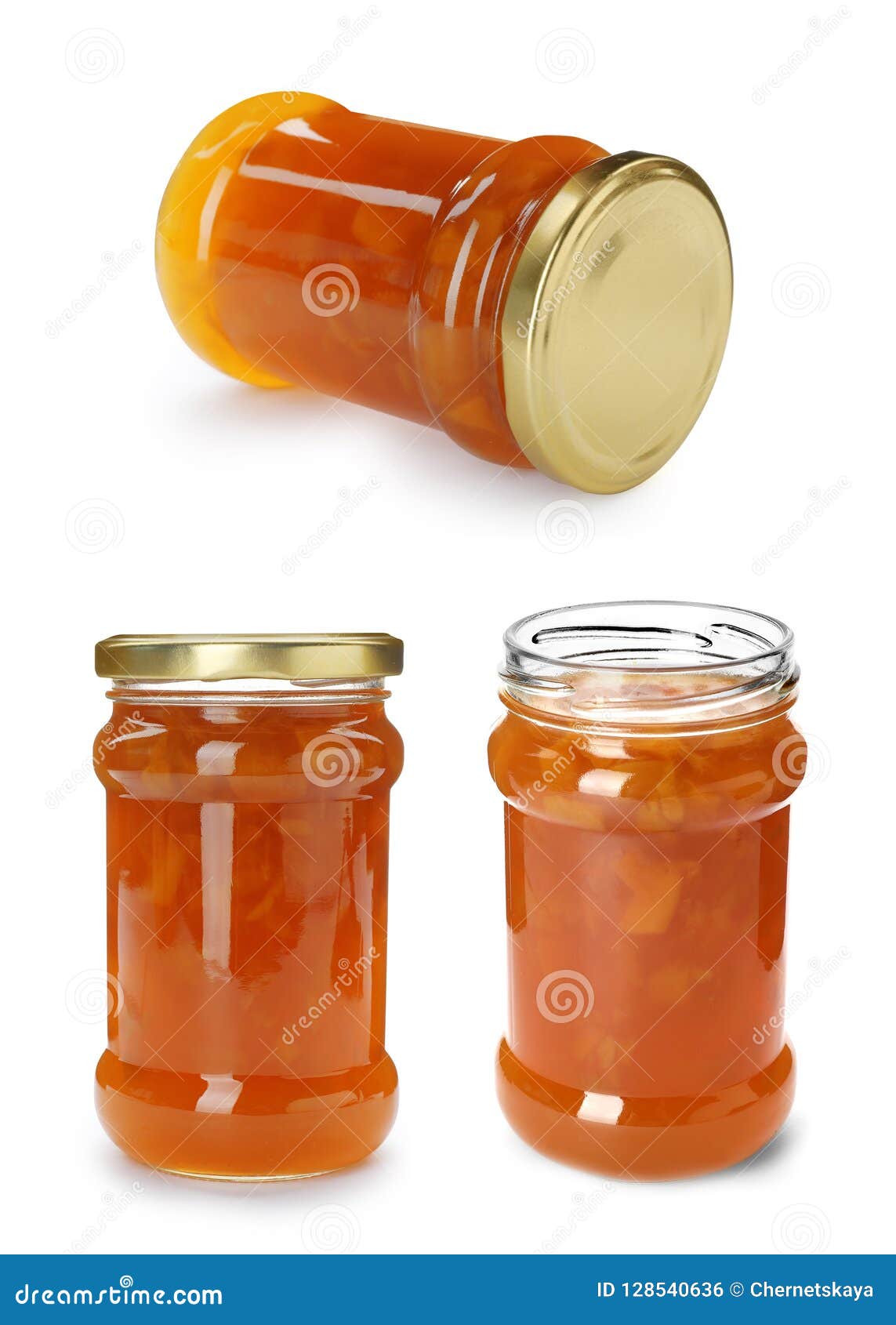 Set with Jars of Delicious Peach Jam Stock Photo Image of fruit