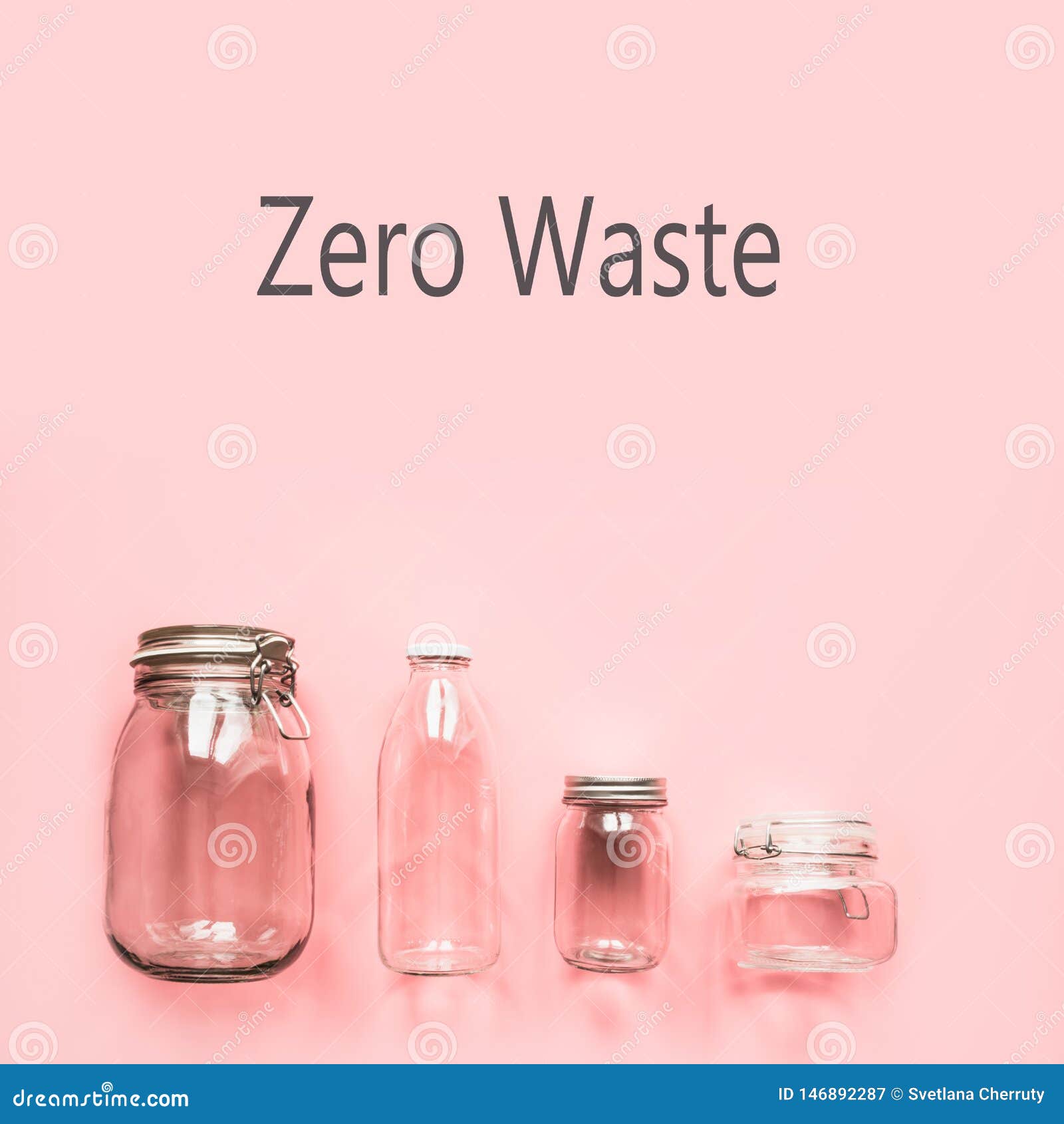Set of Jars for Zero Waste Storage and Shopping. Reusable Grocery