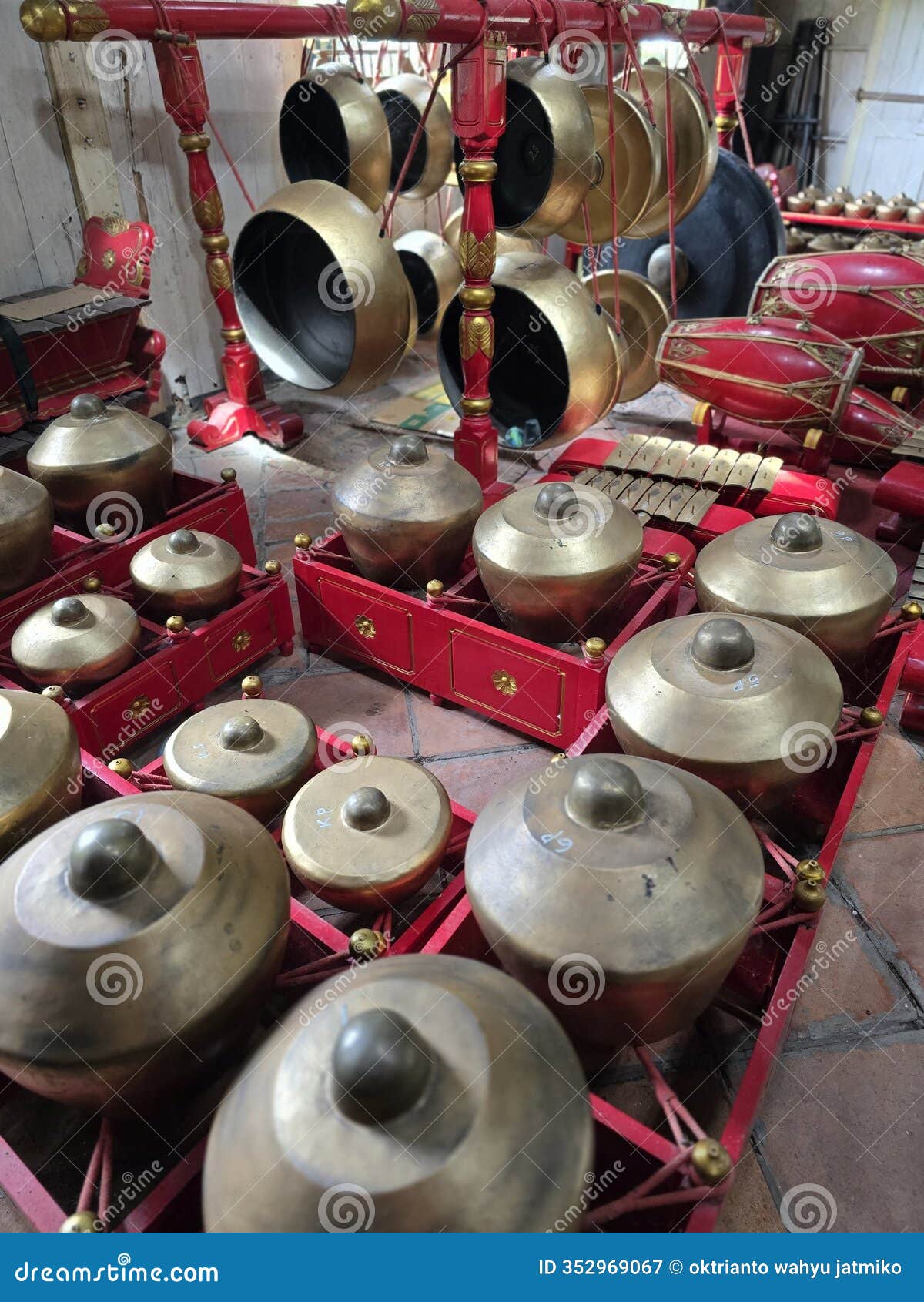 a set of javanese traditional gamelan