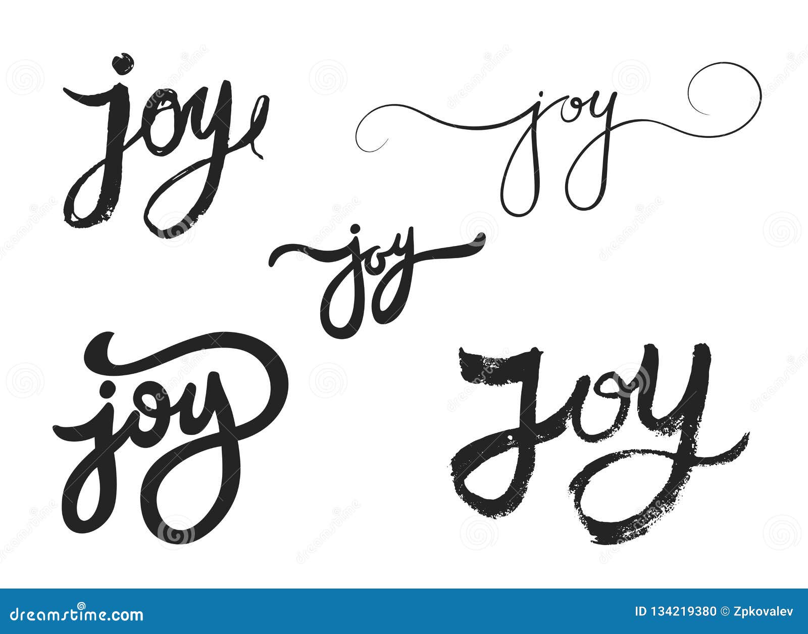 Set of Joy Brush Calligraphy Banner. Vector Illustration Stock