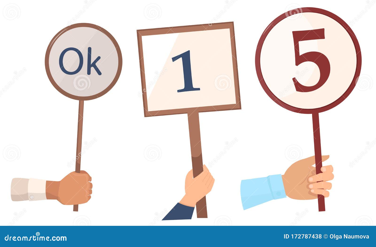 Set of Judges Hands with Marks and Scores Vector Illustration Stock