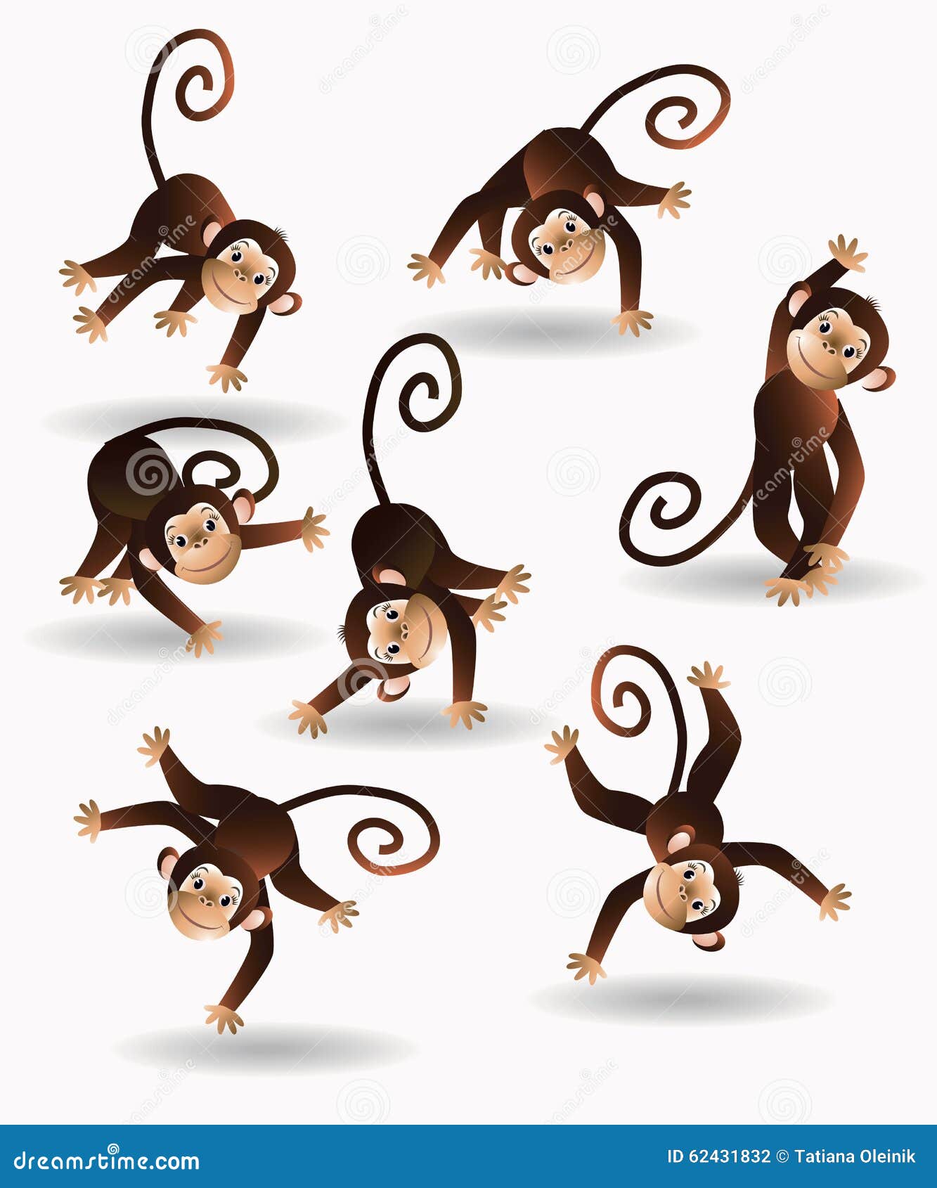 Set jumping monkey stock vector. Illustration of happy - 62431832