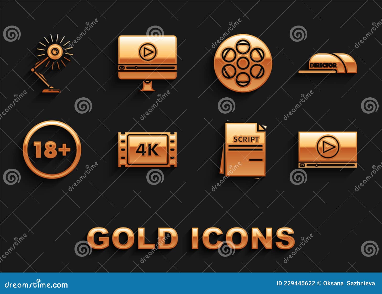 Set 4k Movie, Tape, Frame, Cap with Inscription Director, Online Play  Video, Scenario, Under 18 Years, Film Reel, Table Stock Vector -  Illustration of paper, eighteen: 229445622
