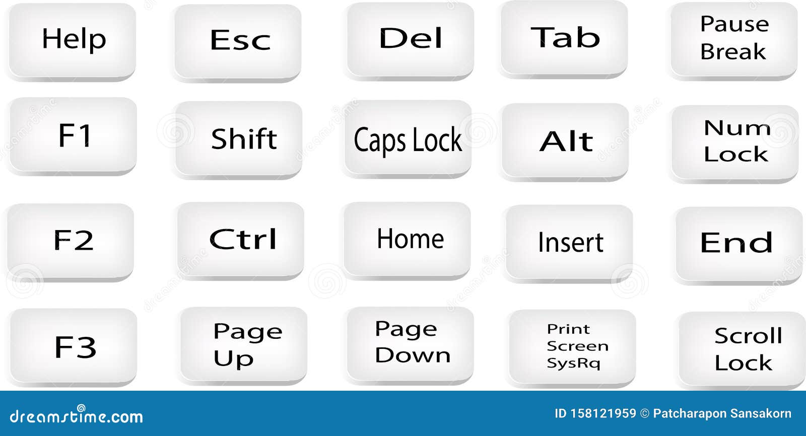 Set of Keyboard Keys.llustration on White Background. Stock ...