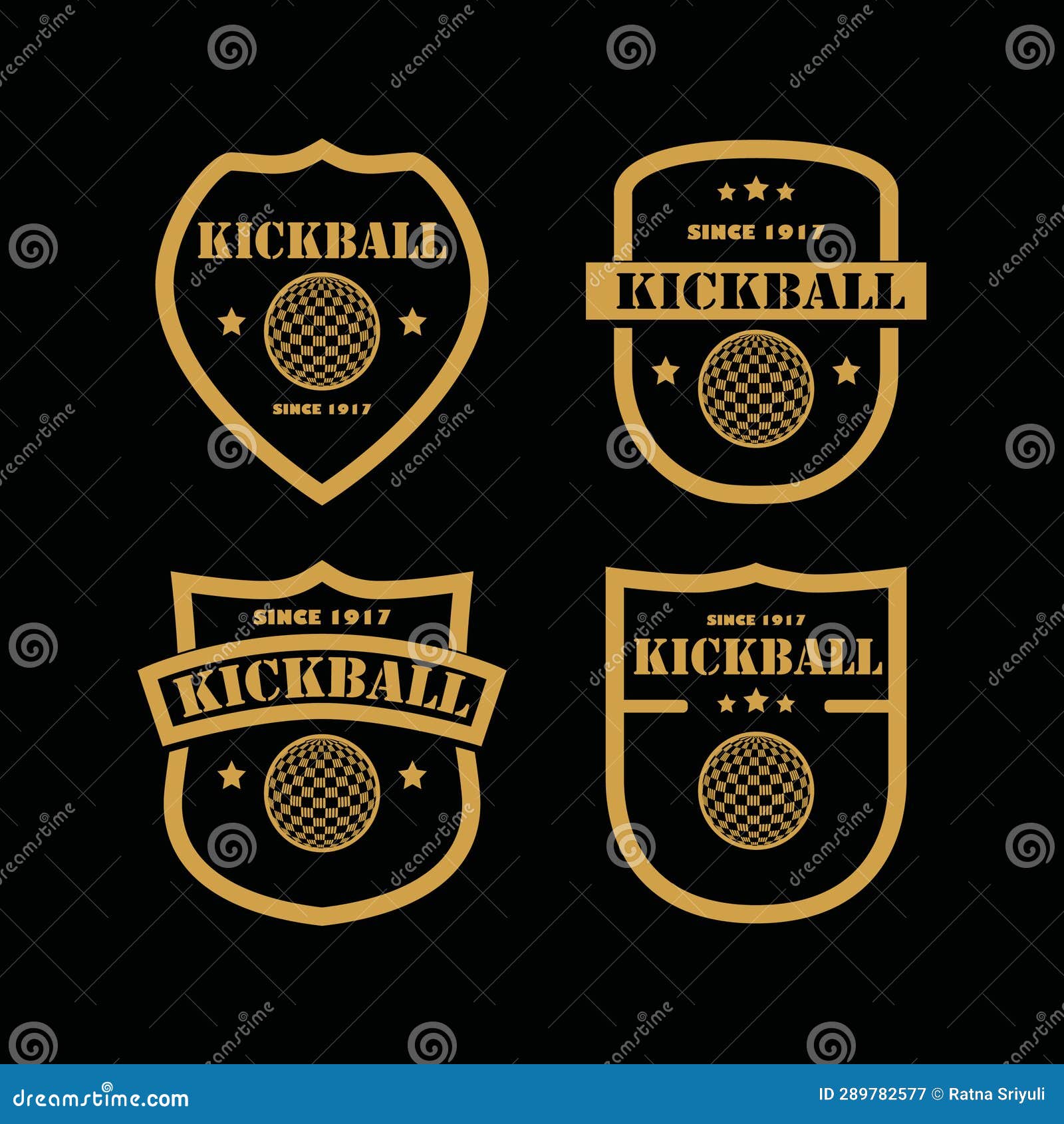 Set of Kickball Logo Badges Design Vector Flat Isolated Illustration
