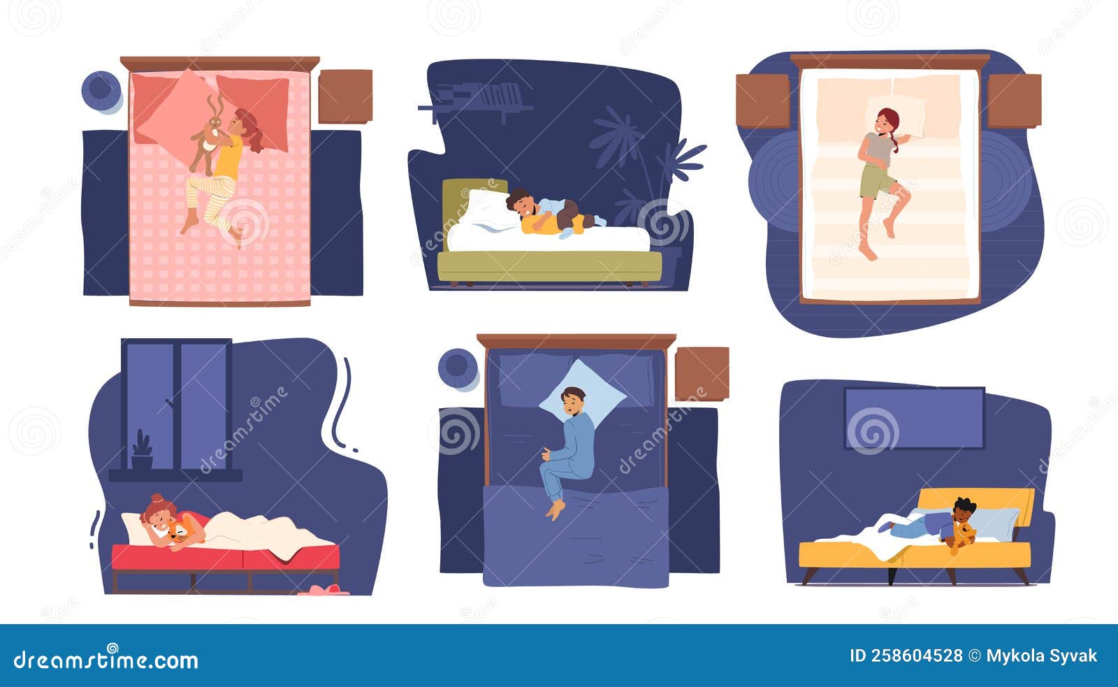 https://thumbs.dreamstime.com/z/set-kid-sleep-bed-top-side-view-relaxed-little-children-characters-lying-comfortable-sleeping-place-home-set-kid-258604528.jpg