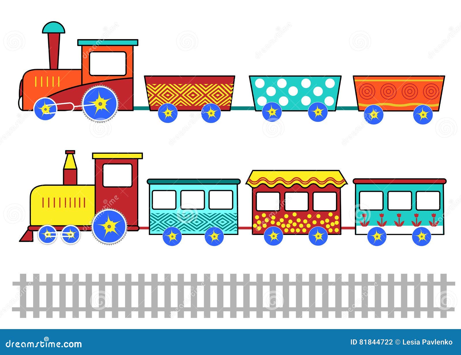 Set of Kids Cartoon Trains. Stock Vector - Illustration of bright,  background: 81844722