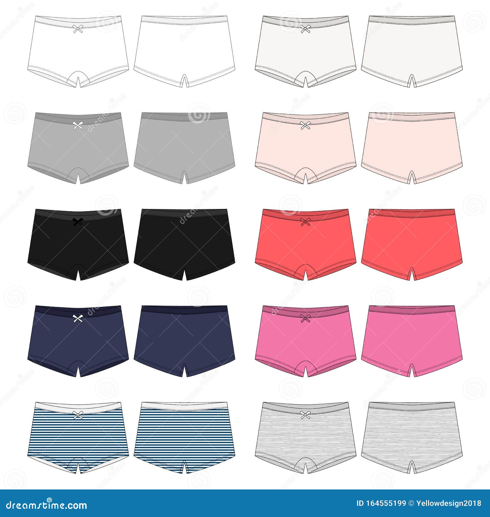 Set of Kids Mini Short Knickers Underwear. Lady Underpants Stock Vector -  Illustration of body, graphic: 164555199