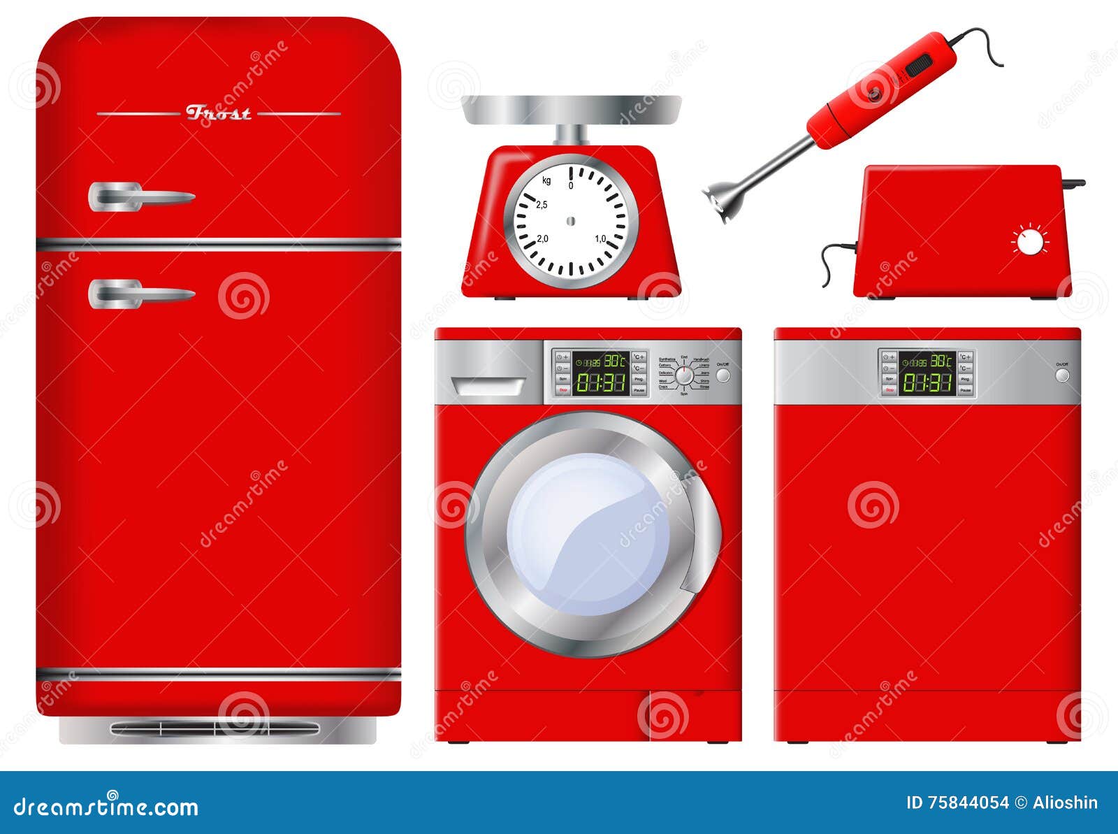 Realistic Household Kitchen Appliances Icon Set Stock Vector - Illustration  of appliance, kettle: 117220560