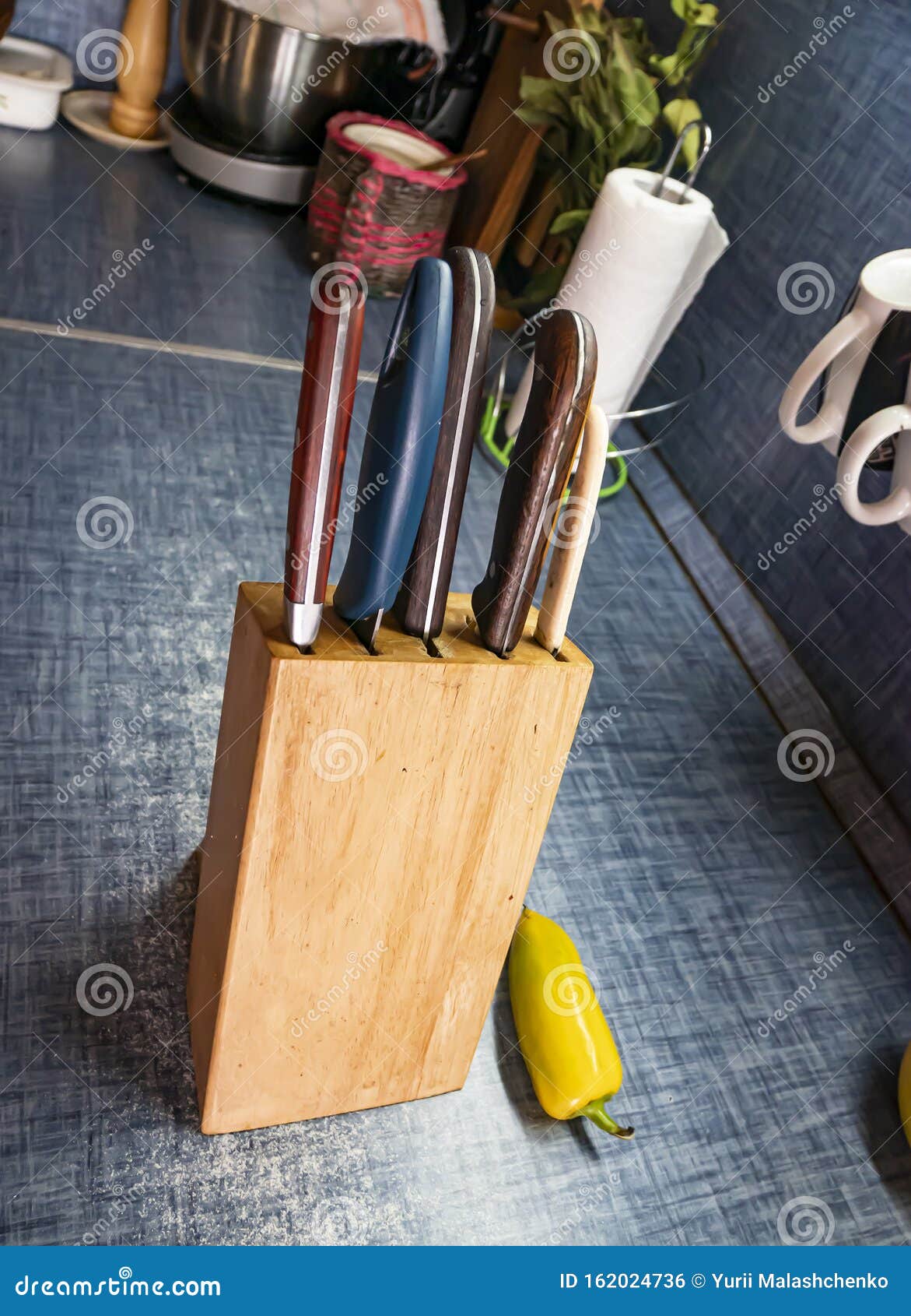 Set of Kitchen Knives on the Table Stock Photo Image of cutting