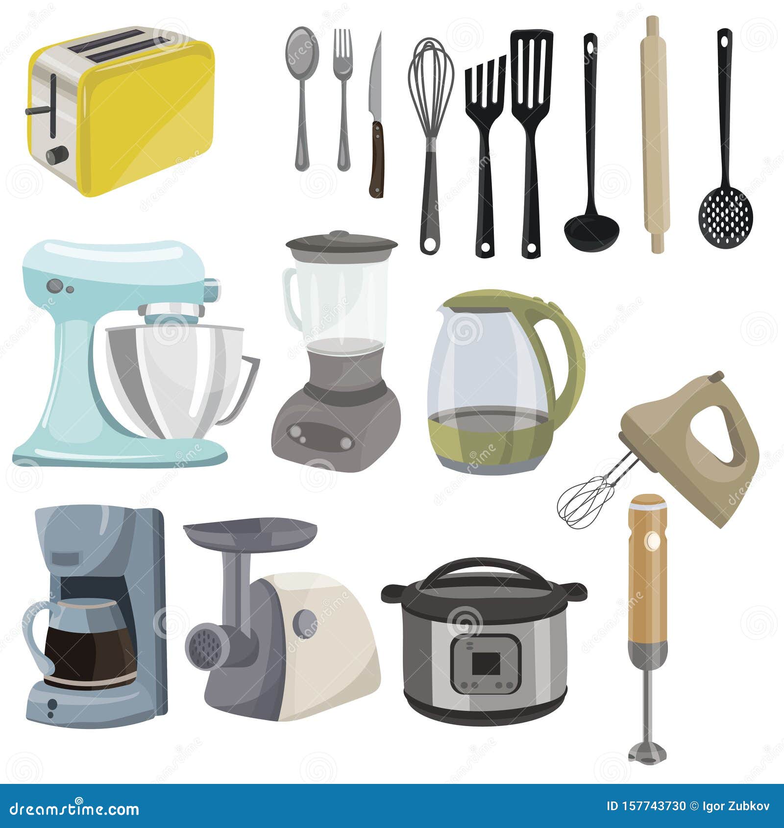 Set Of Kitchen Utensils. Collection Of Appliances For The ...