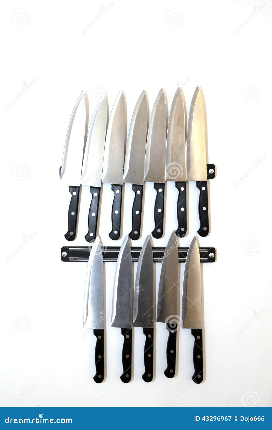 Set of Knifes are Hanging on a Kitchen Wall. Stock Image Image of