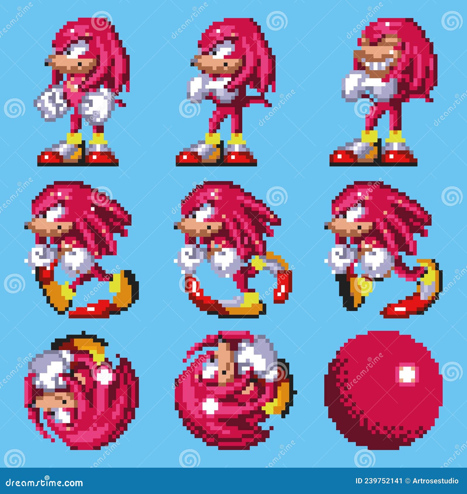 Set Of Knuckles Moves, Art Of Sonic The Hedgehog 3 Classic Video Game,  Pixel Design Vector Illustration Editorial Photo - Illustration Of Move,  Hedgehog: 239752141
