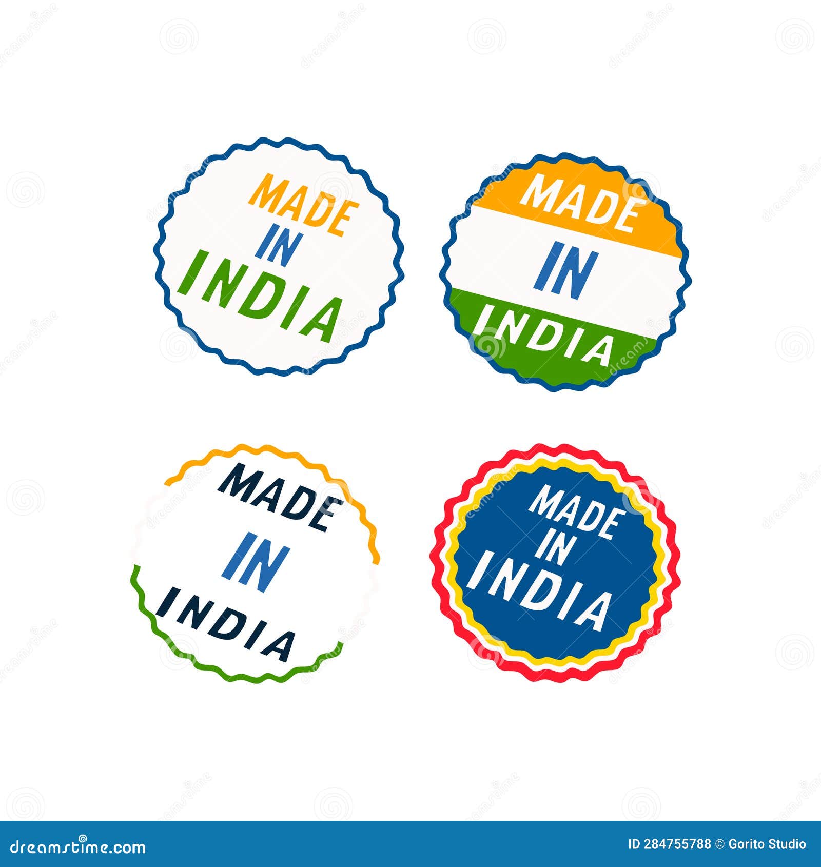 Set of Labels Made in India Label Product Vector Stock Illustration