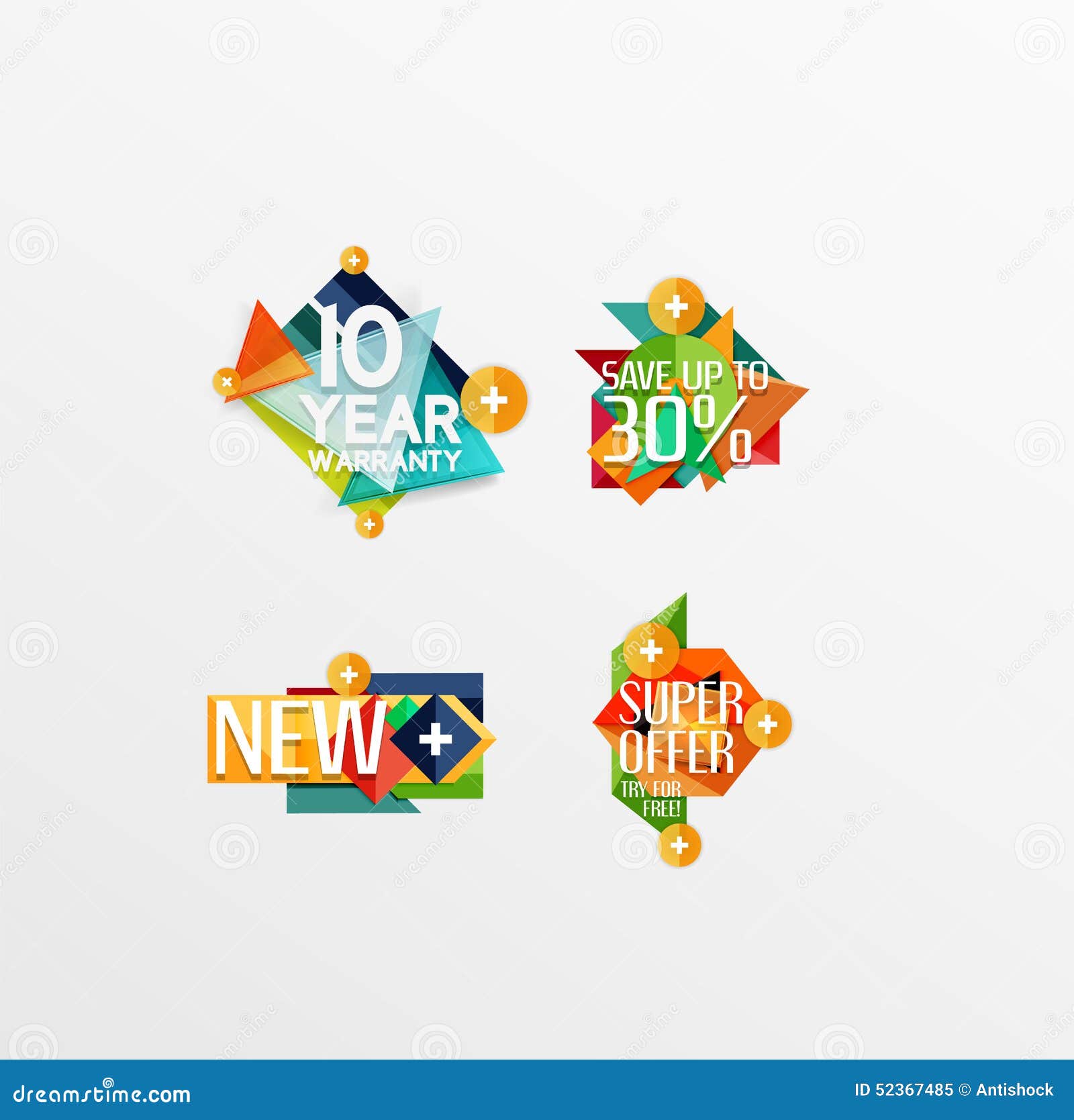 Set of Labels, Stickers, Banners, Badges and Stock Vector