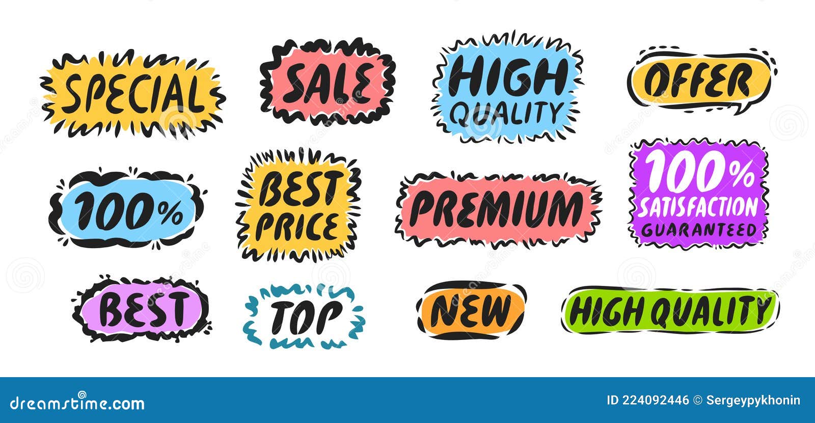 Set of Labels and Stickers for  Applications and Business Promotion