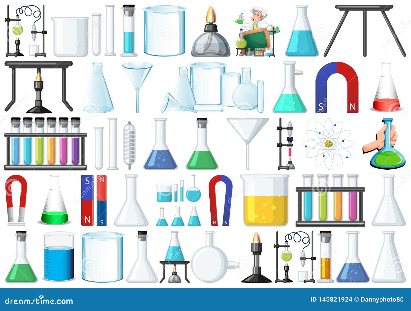 Set of Laboratory Equipment Stock Vector - Illustration of isolated ...