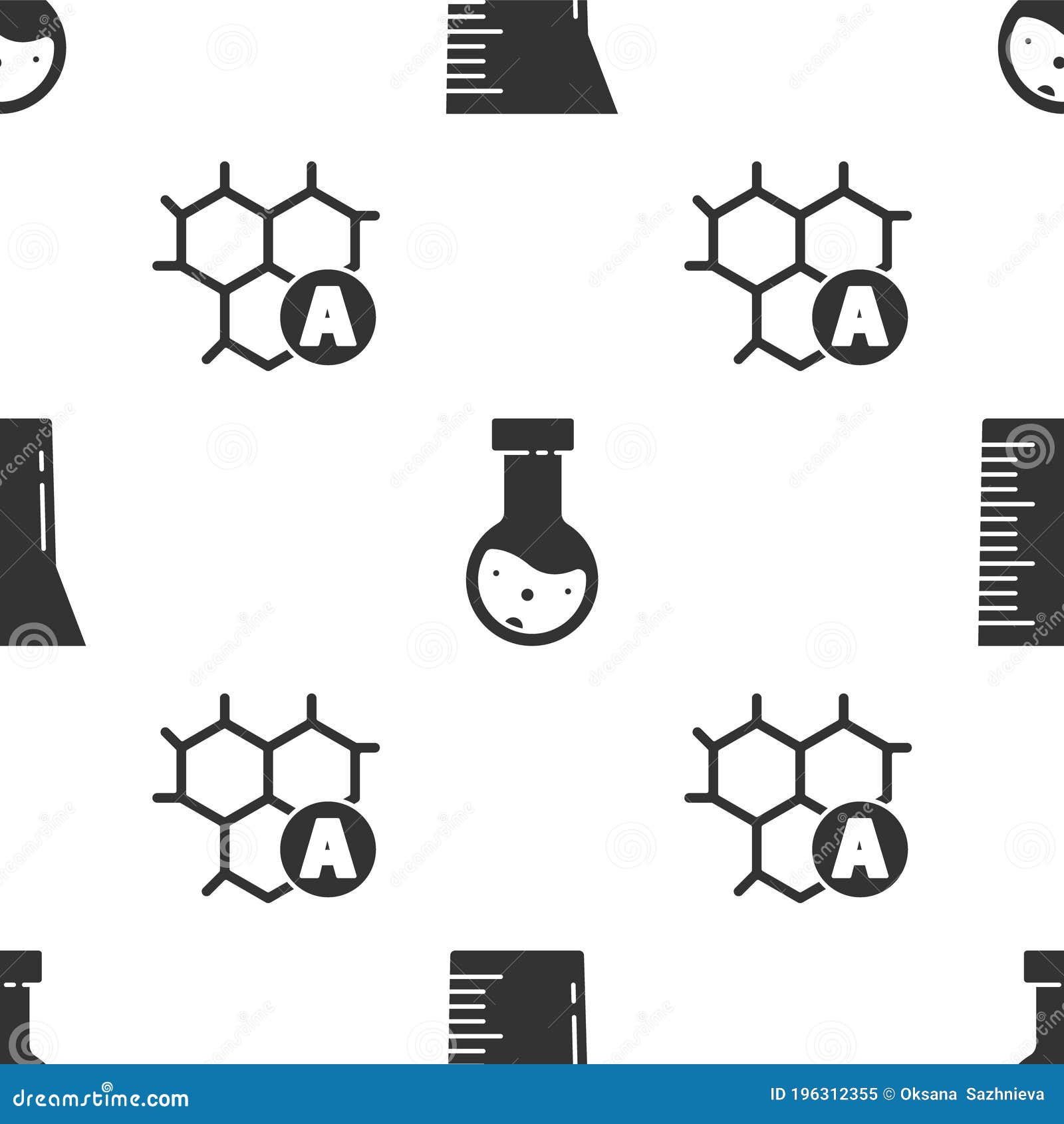 Set Laboratory Glassware or Beaker, Test Tube and Flask Chemical and
