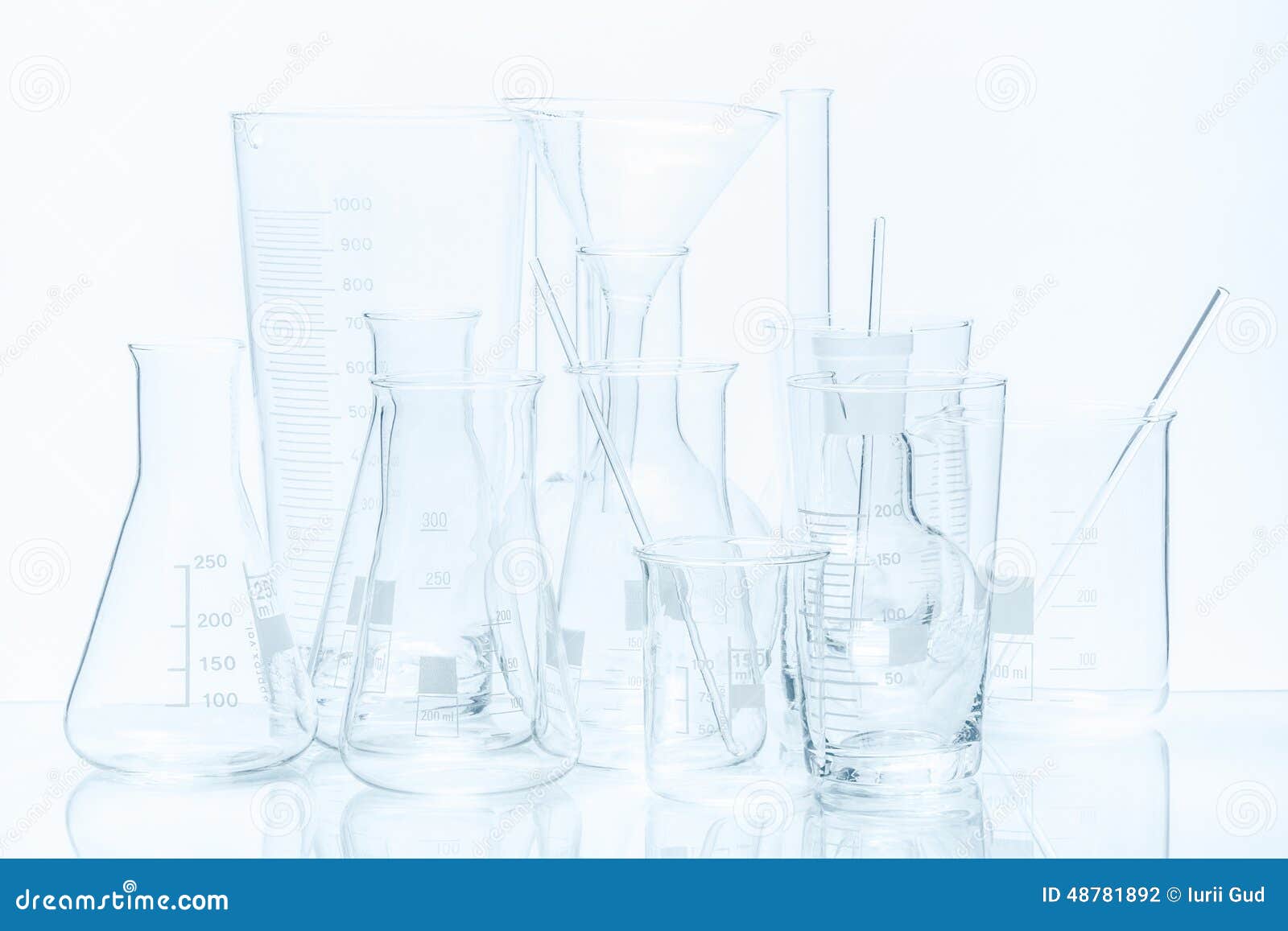 Set of Laboratory Glassware of Different Capacity and Shapes Stock