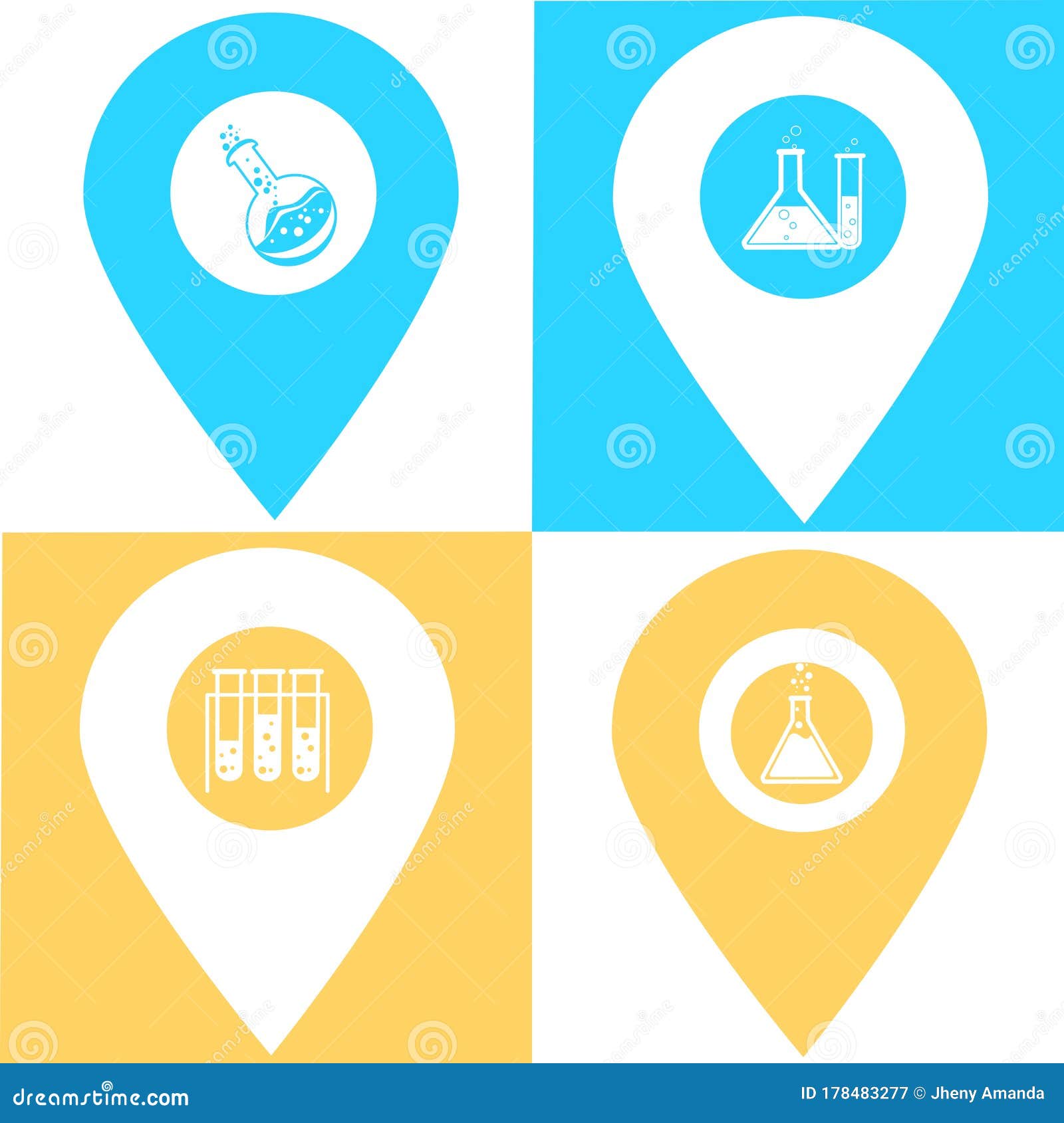Set of Laboratory Location Map Pin Pointer Icon. Element of Map Point