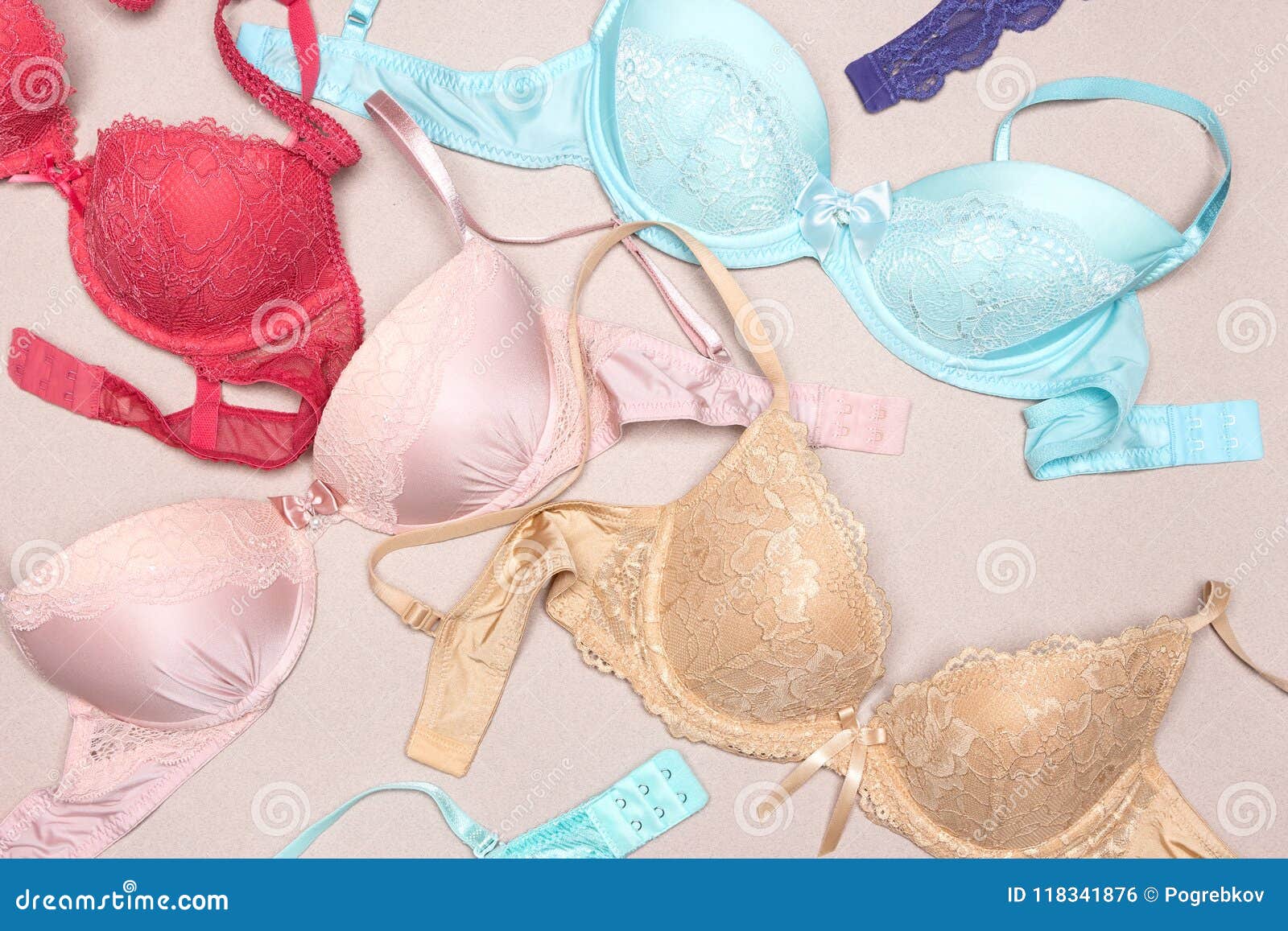 Lace Lingerie Sets of Colored Bras and Panties with Free Space F Stock  Photo - Image of bikini, copy: 118341906