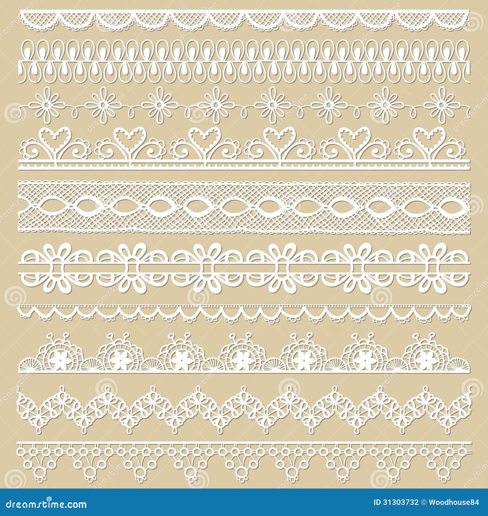 Set of lace ribbons stock vector. Illustration of border 31303732
