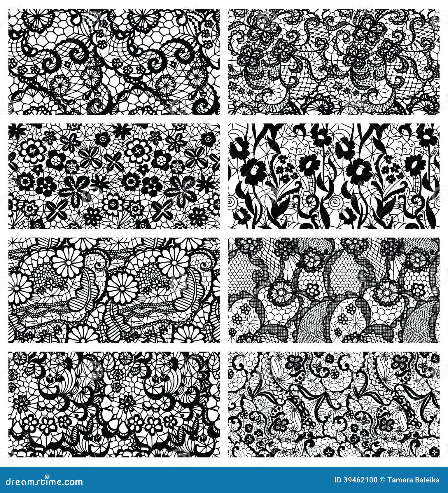 Set of lacy patterns. stock vector. Illustration of design - 39462100