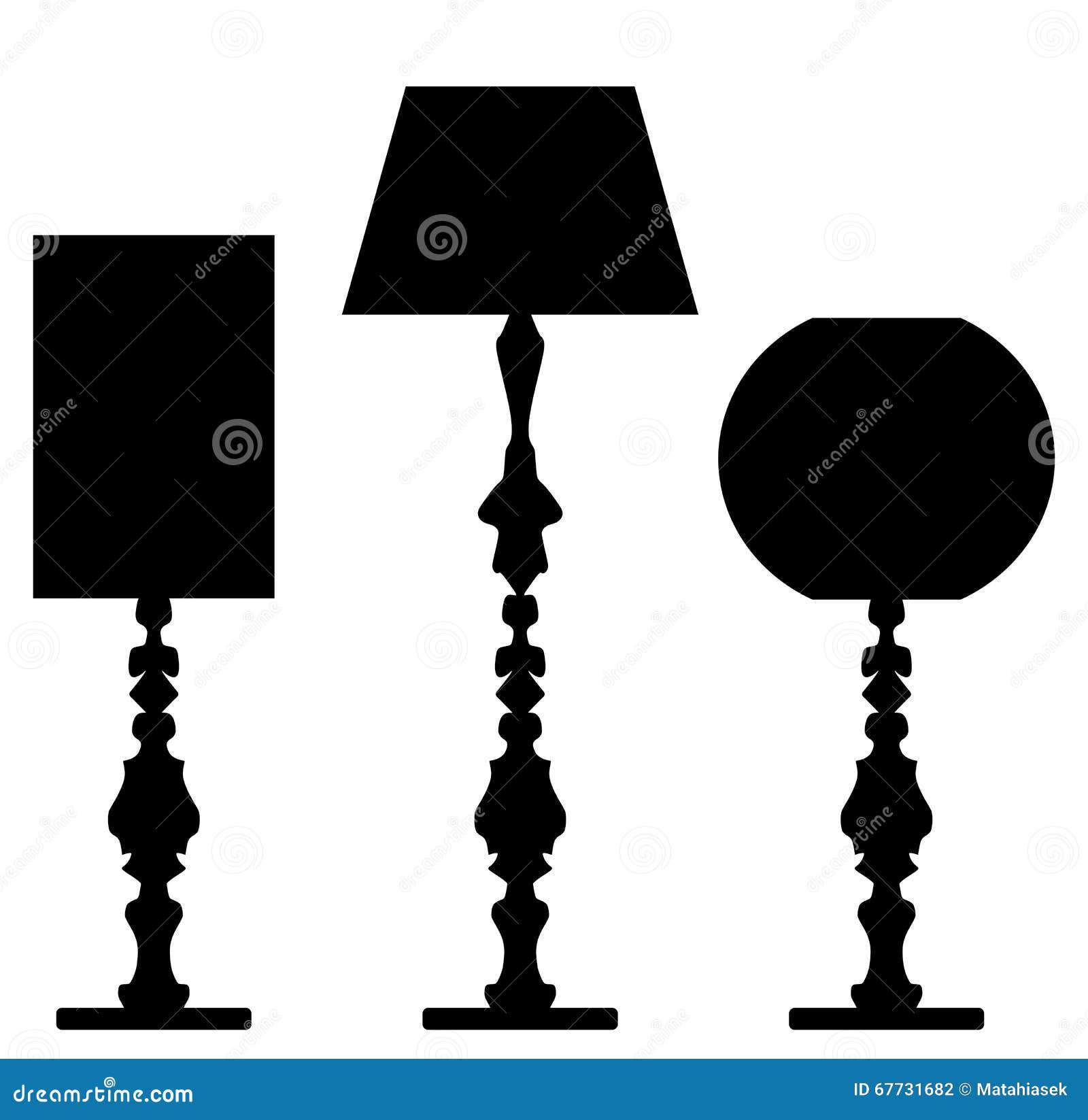 Set of lamp silhouettes stock vector. Illustration of indoor 67731682