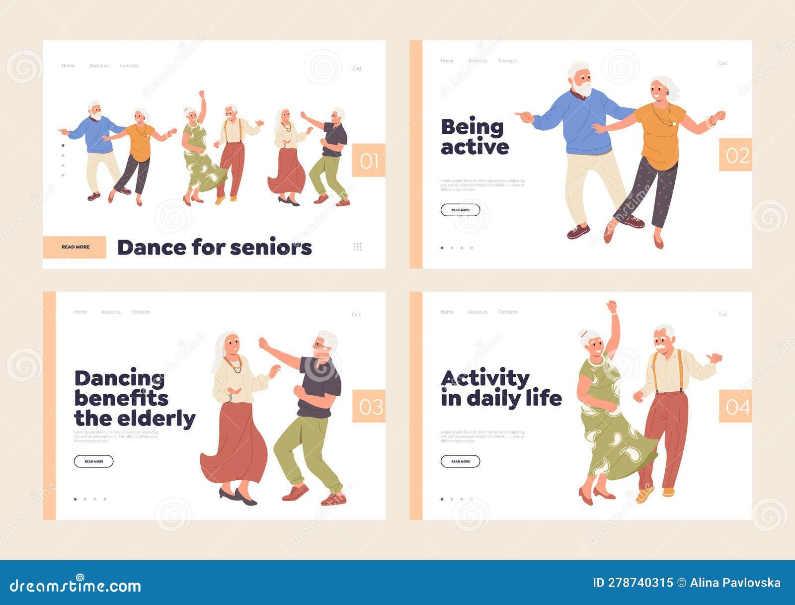 Set of Landing Page for Dance Studio Providing Training Classes and