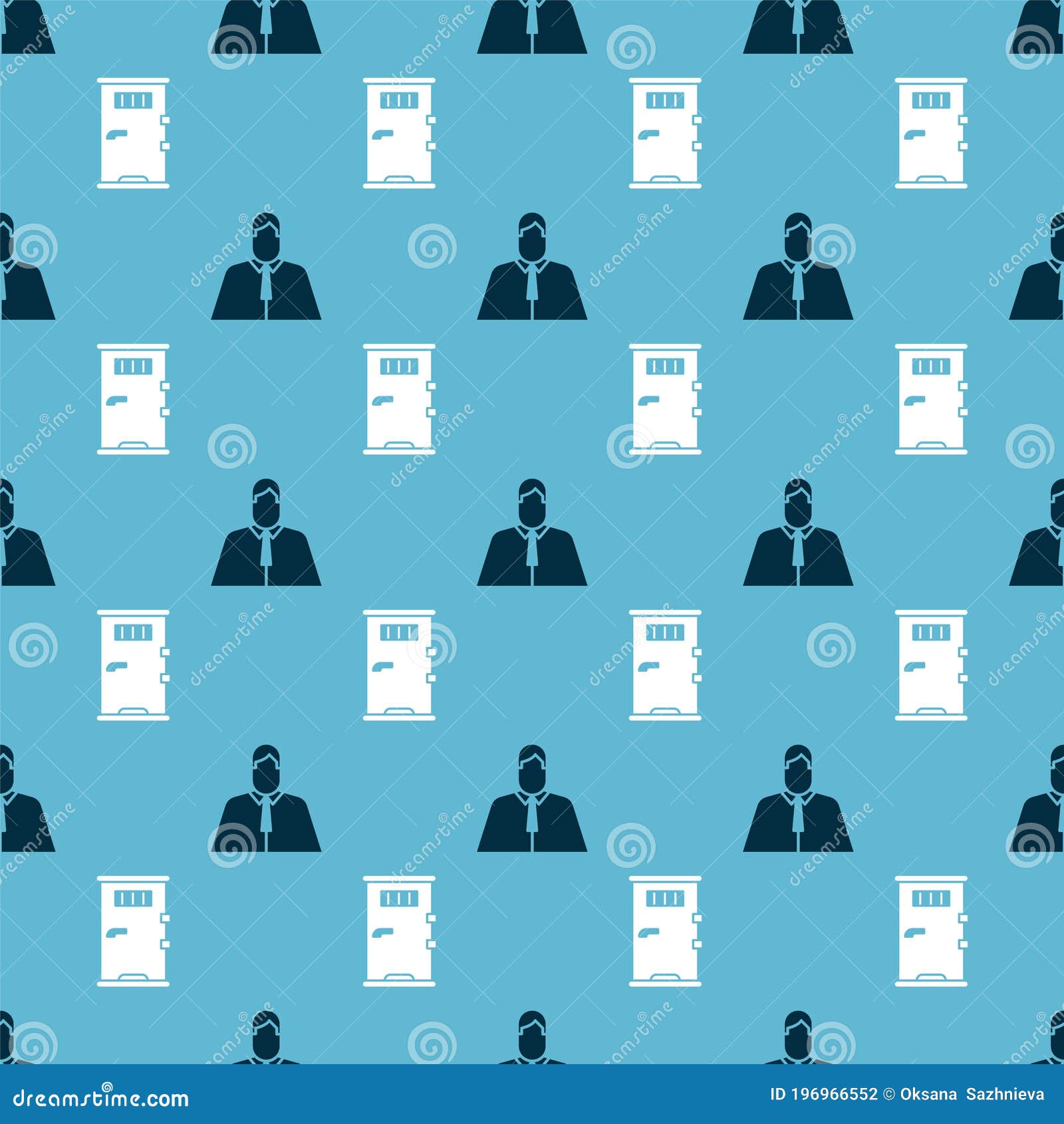 Set Lawyer, Attorney, Jurist and Prison Cell Door on Seamless Pattern. Vector Stock Vector