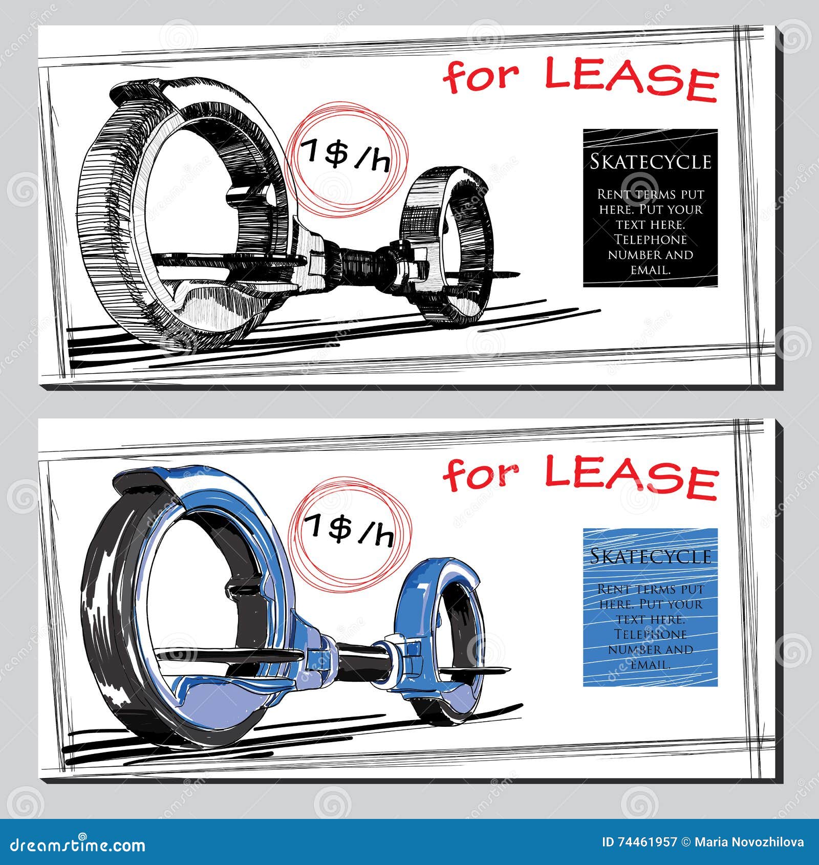set lease brochure hand drawn skate cycle with price. template f