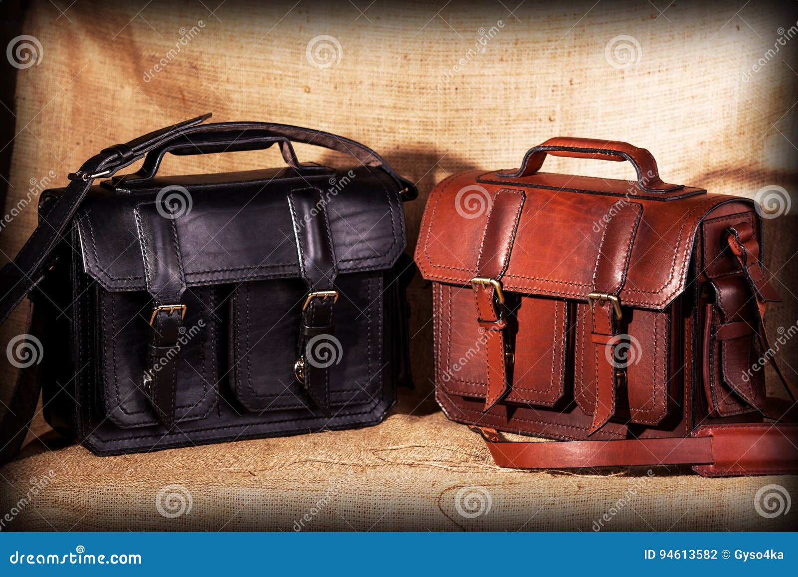 Set of Leather Handmade Business Bags Stock Photo Image of adult
