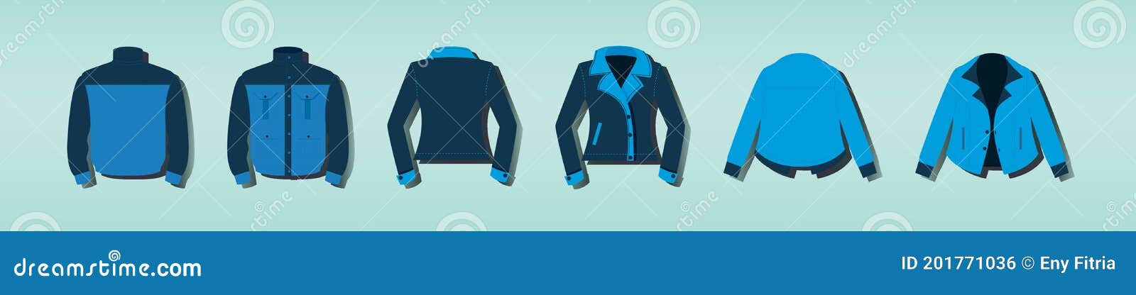 Set Of Leather Jacket Be Trendy Cartoon Icon Design Template With Set Of Leather Jacket Be Trendy Cartoon Icon Design Template With