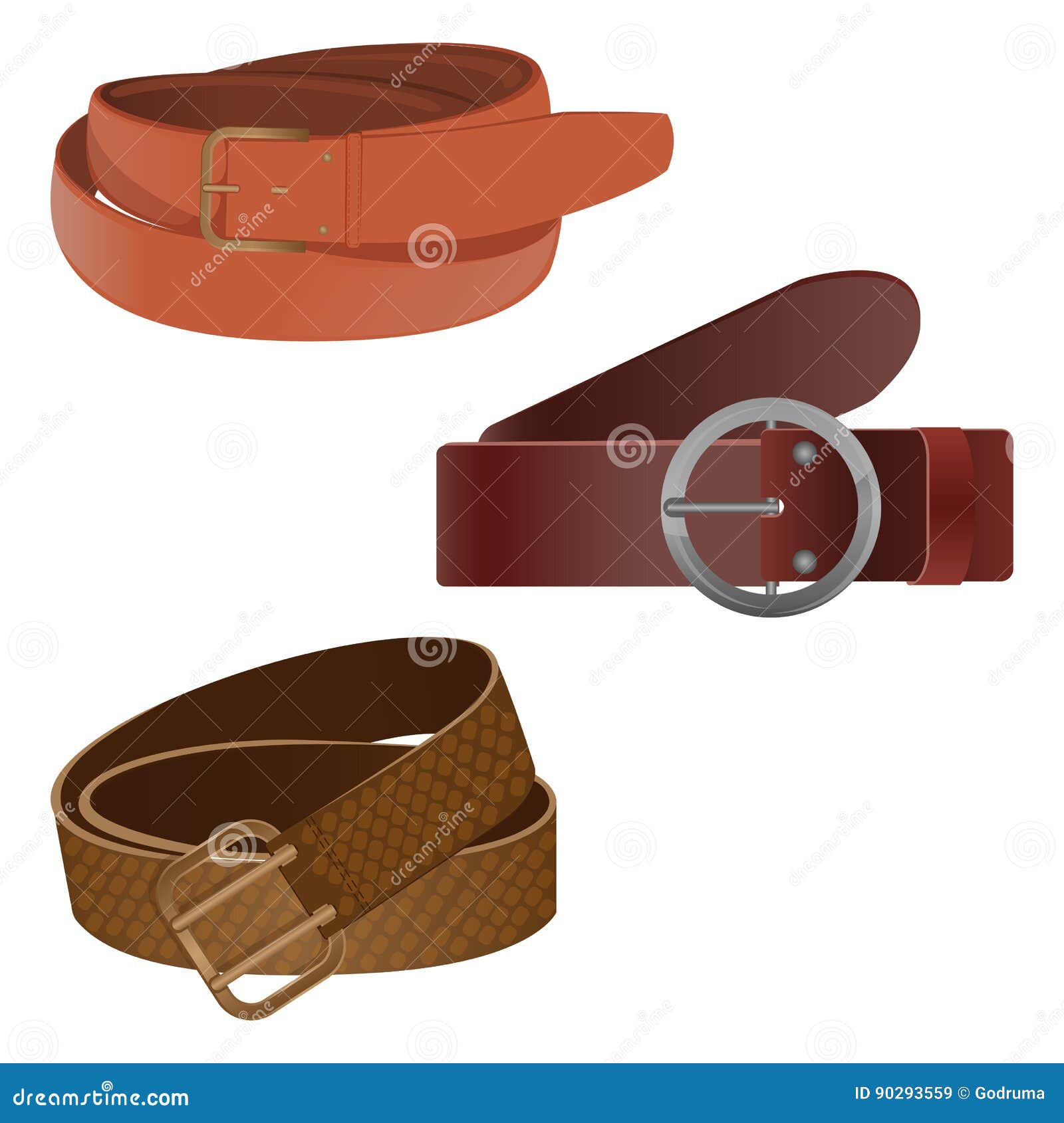 Set of Leather Waist Belts Isolated. Modern Unisex Accessories Stock ...