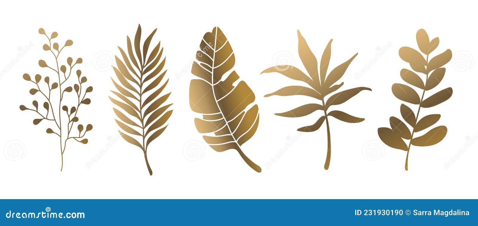 Isolated gold leaf plant design Royalty Free Vector Image